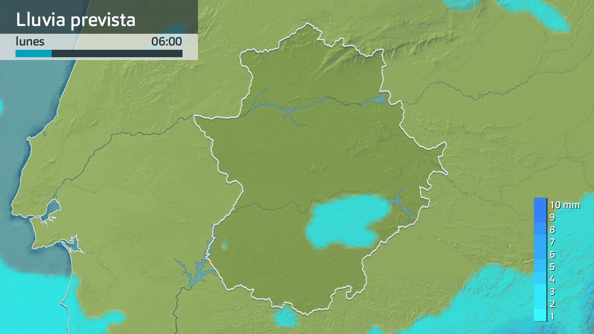 Lluvia prevista para hoy lunes 9 de febrero
