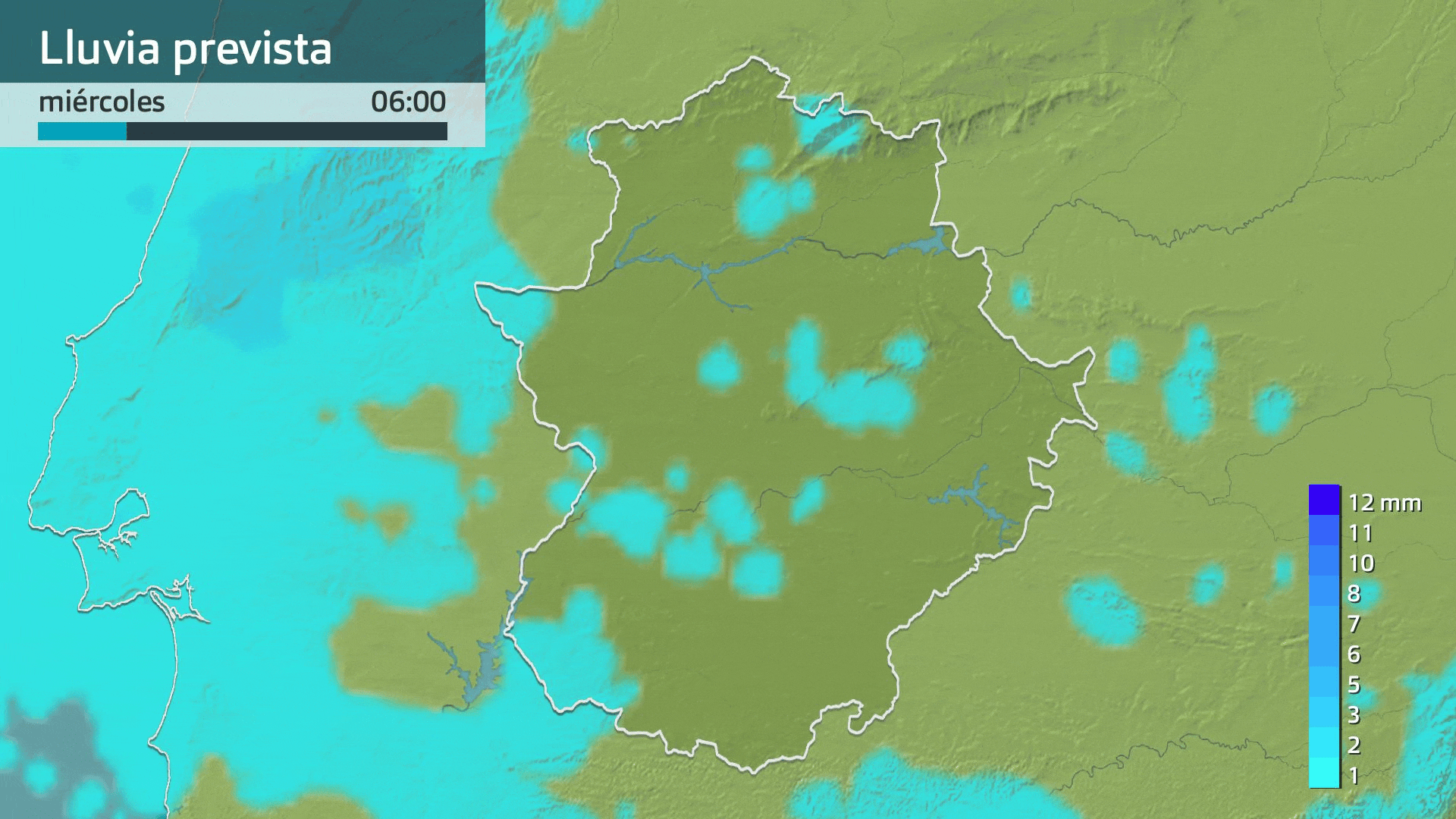 Lluvia prevista para hoy miércoles 11 de febrero