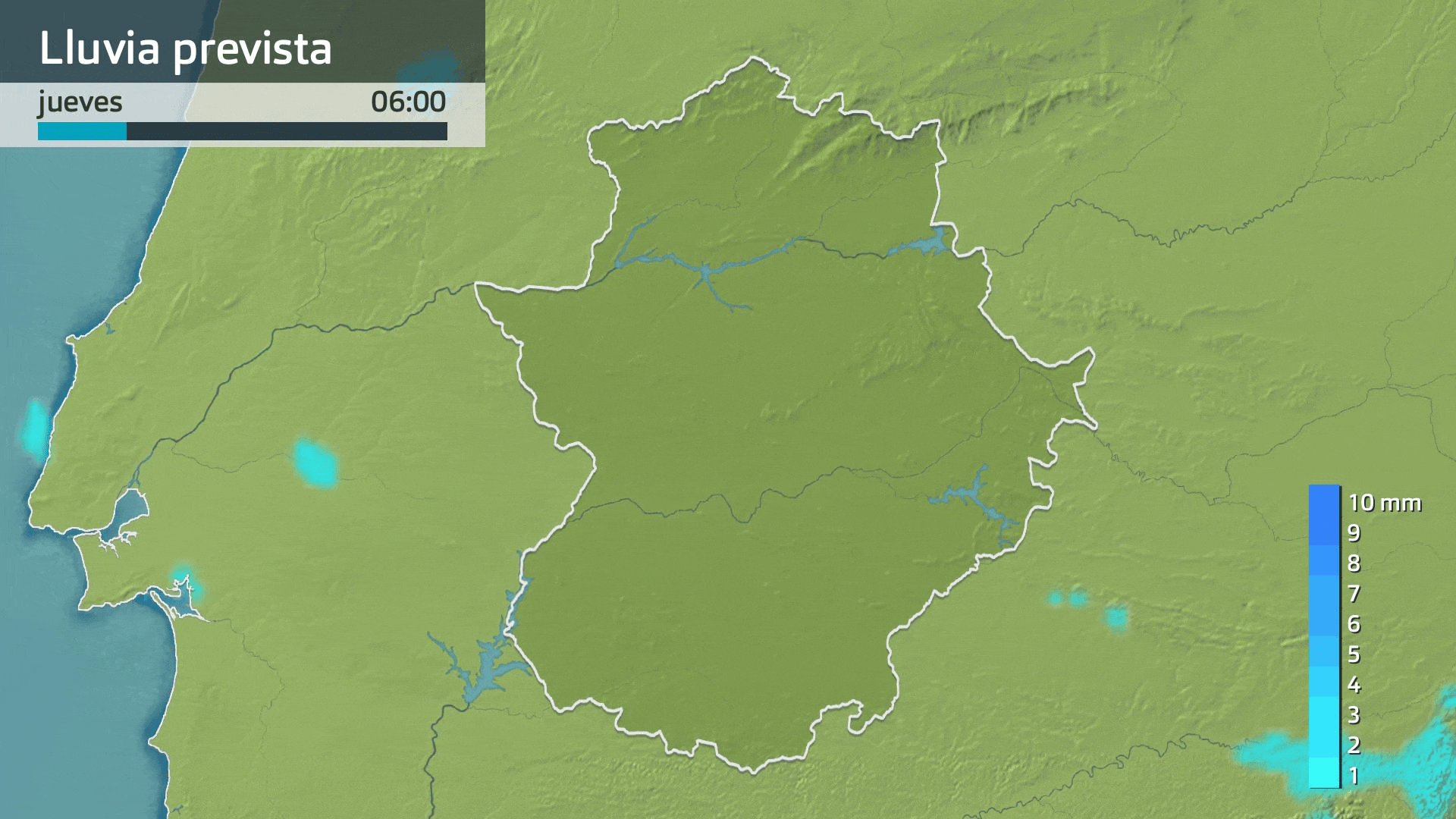 Lluvia prevista para hoy jueves 12 de febrero