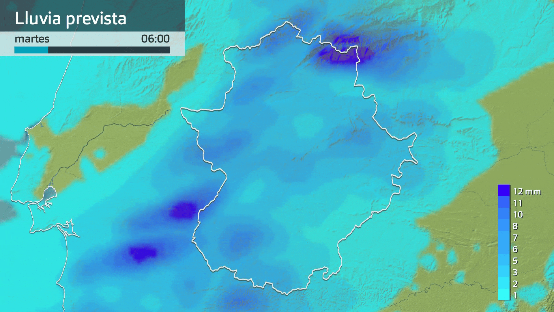 Lluvia prevista para hoy martes 27 de enero