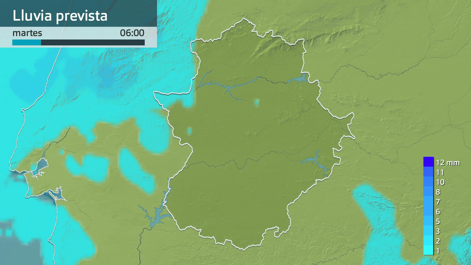 Lluvia prevista para hoy martes 23 de diciembre