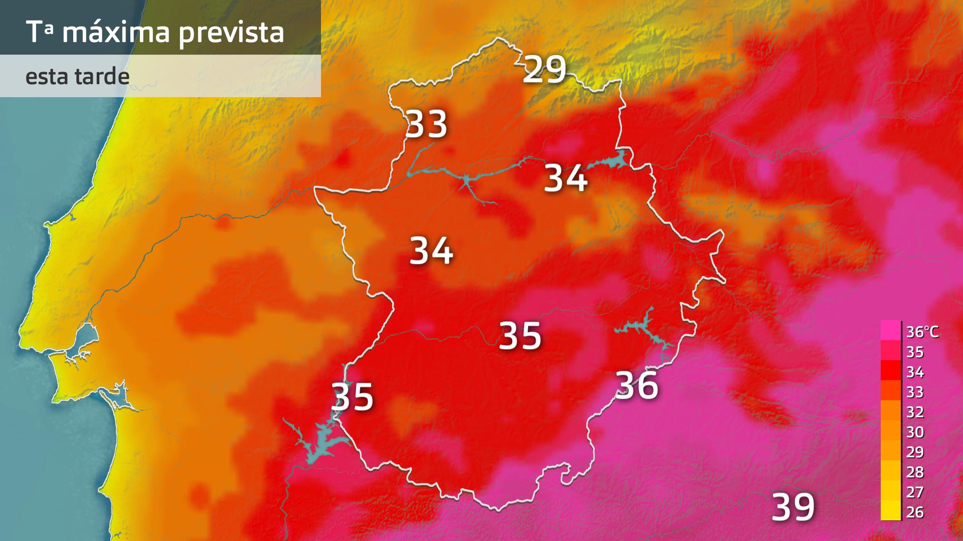 Temperatura máxima prevista para hoy miérocles 10 de julio