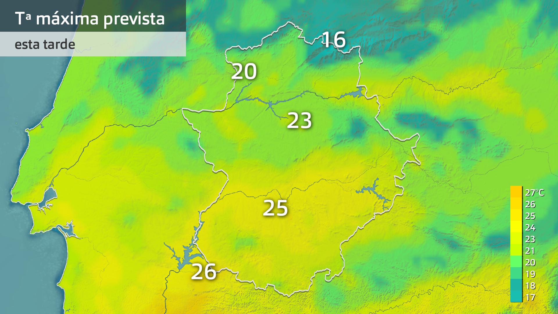 Temperatura máxima prevista para hoy miércoles 9 de octubre