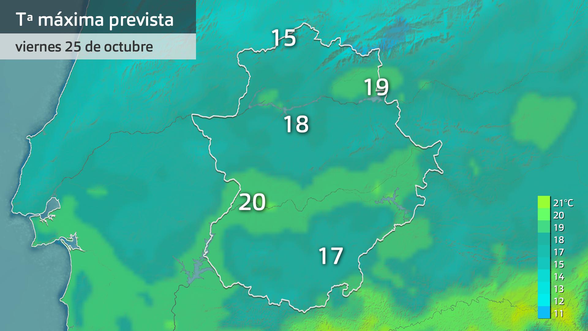 Temperatura mínima prevista para hoy viernes 25 de octubre