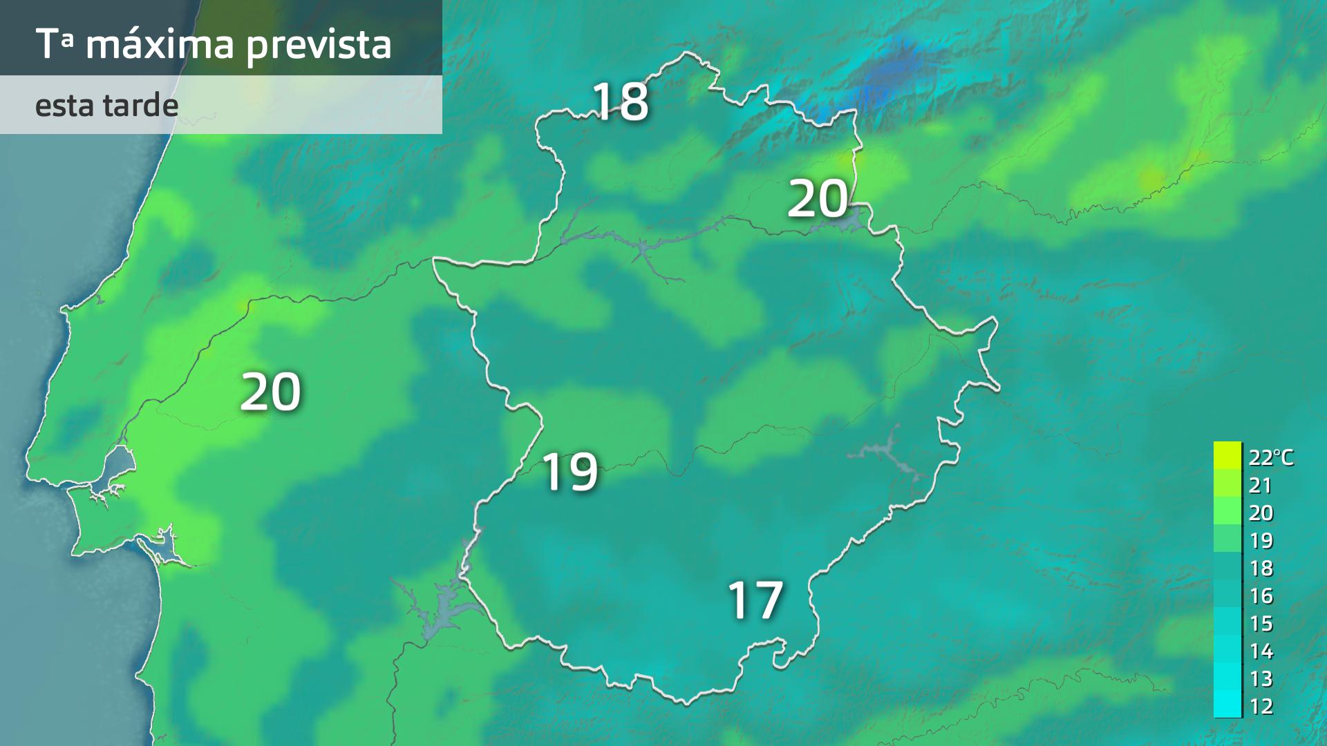 Temperatura máxima prevista para hoy lunes 28 de octubre