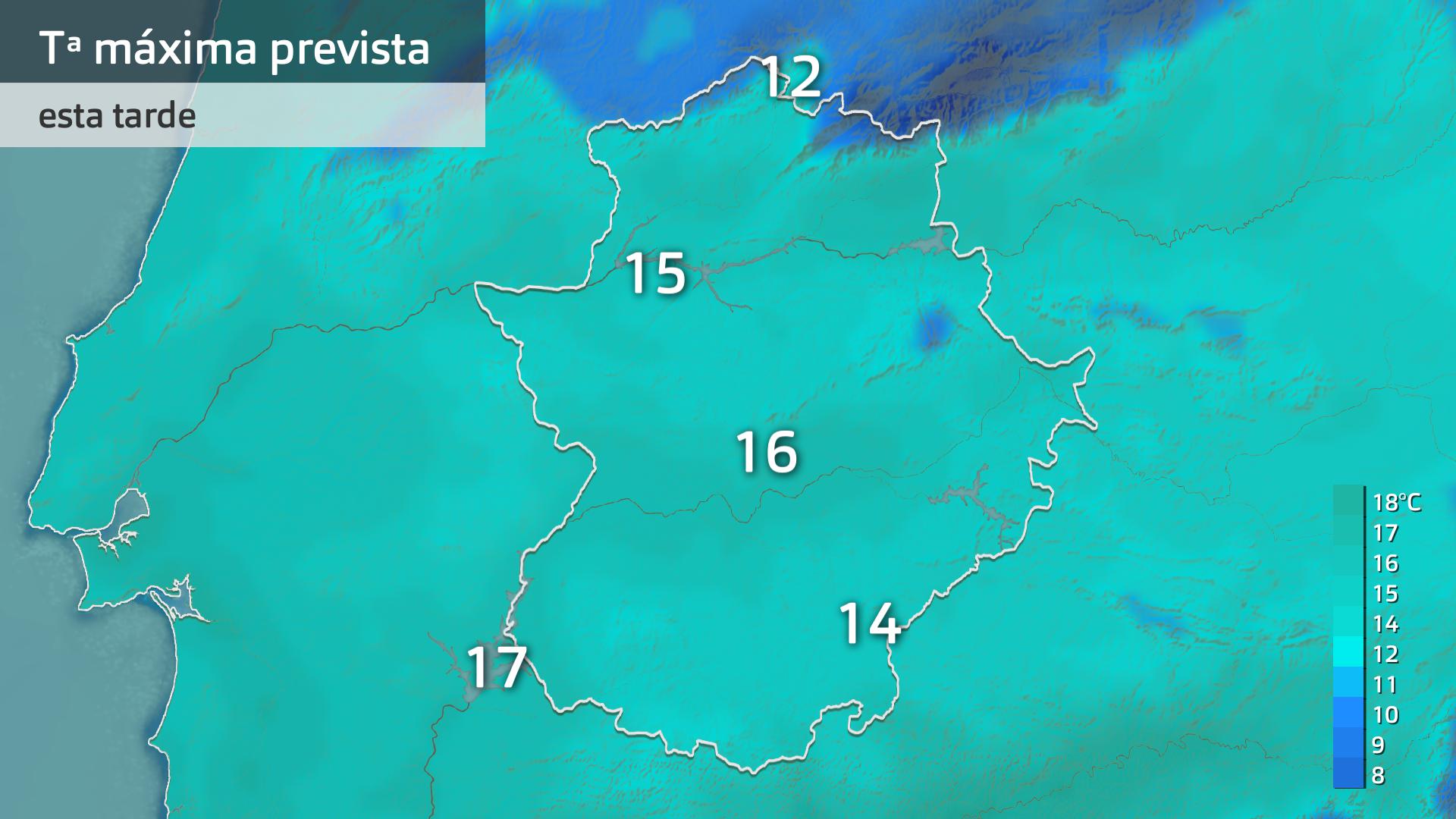 Temperatura máximas prevista para hoy miércoles 12 de febrero