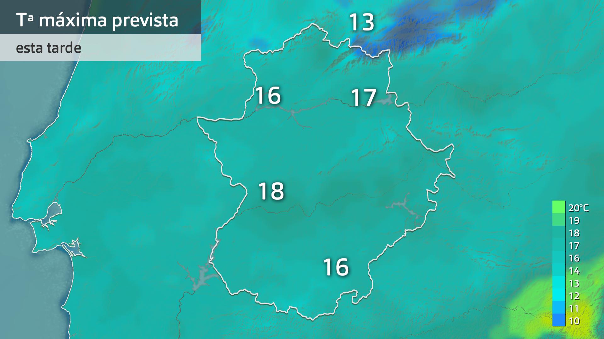 Temperatura máxima prevista para hoy jueves 20 de marzo