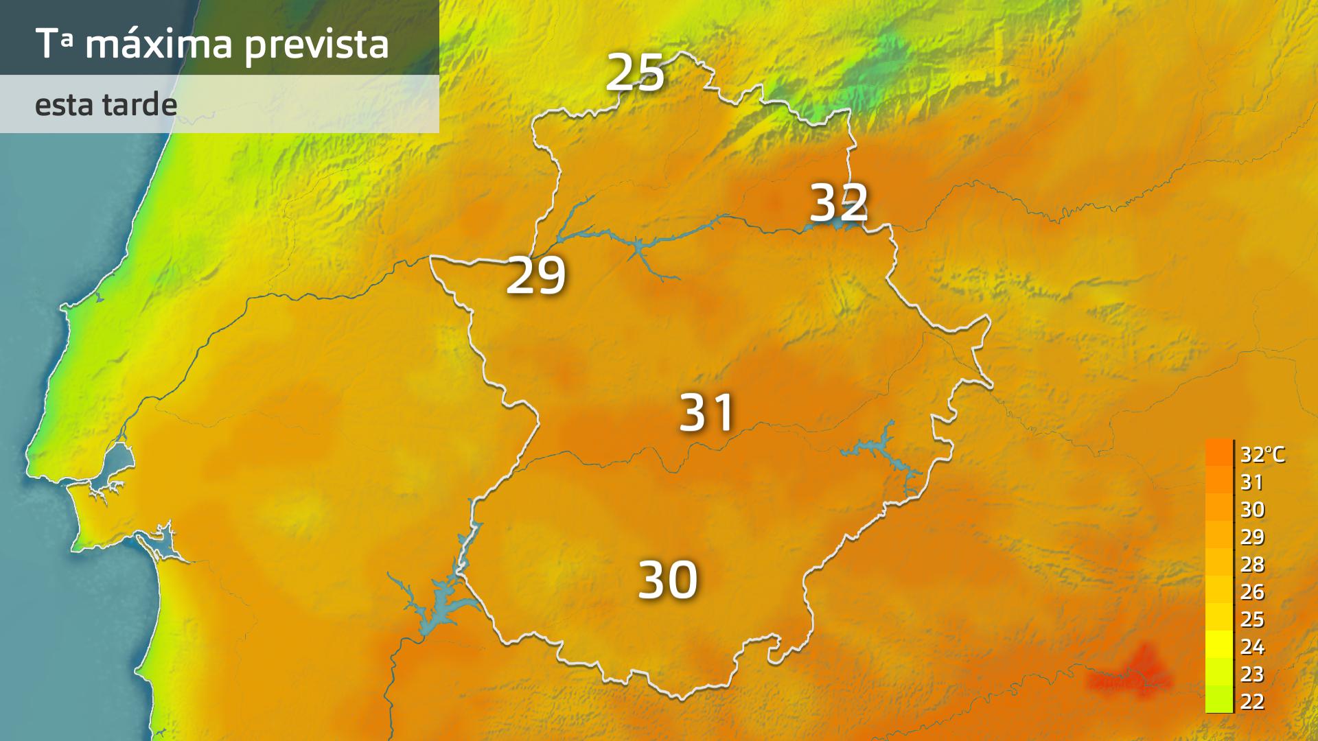Temperatura máxima prevista para hoy jueves 5 de junio