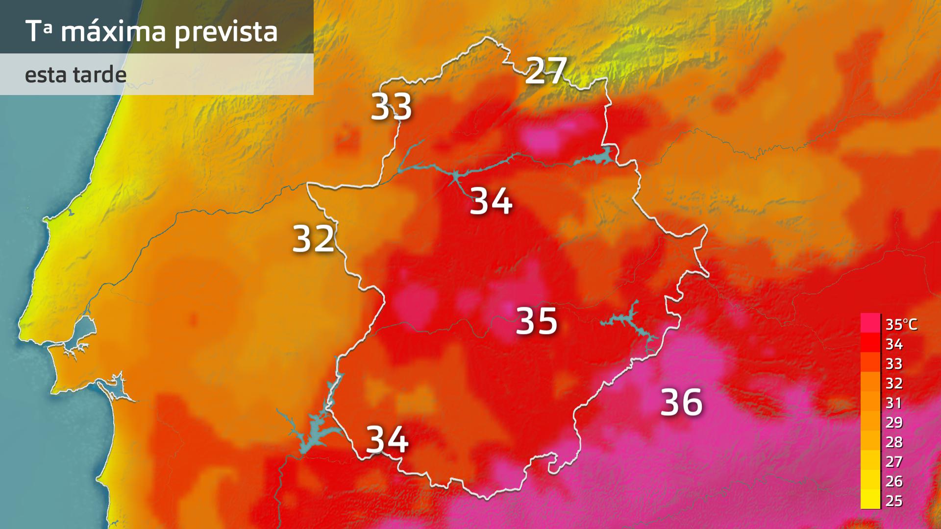 Temperatura máxima prevista para hoy jueves 26 de junio