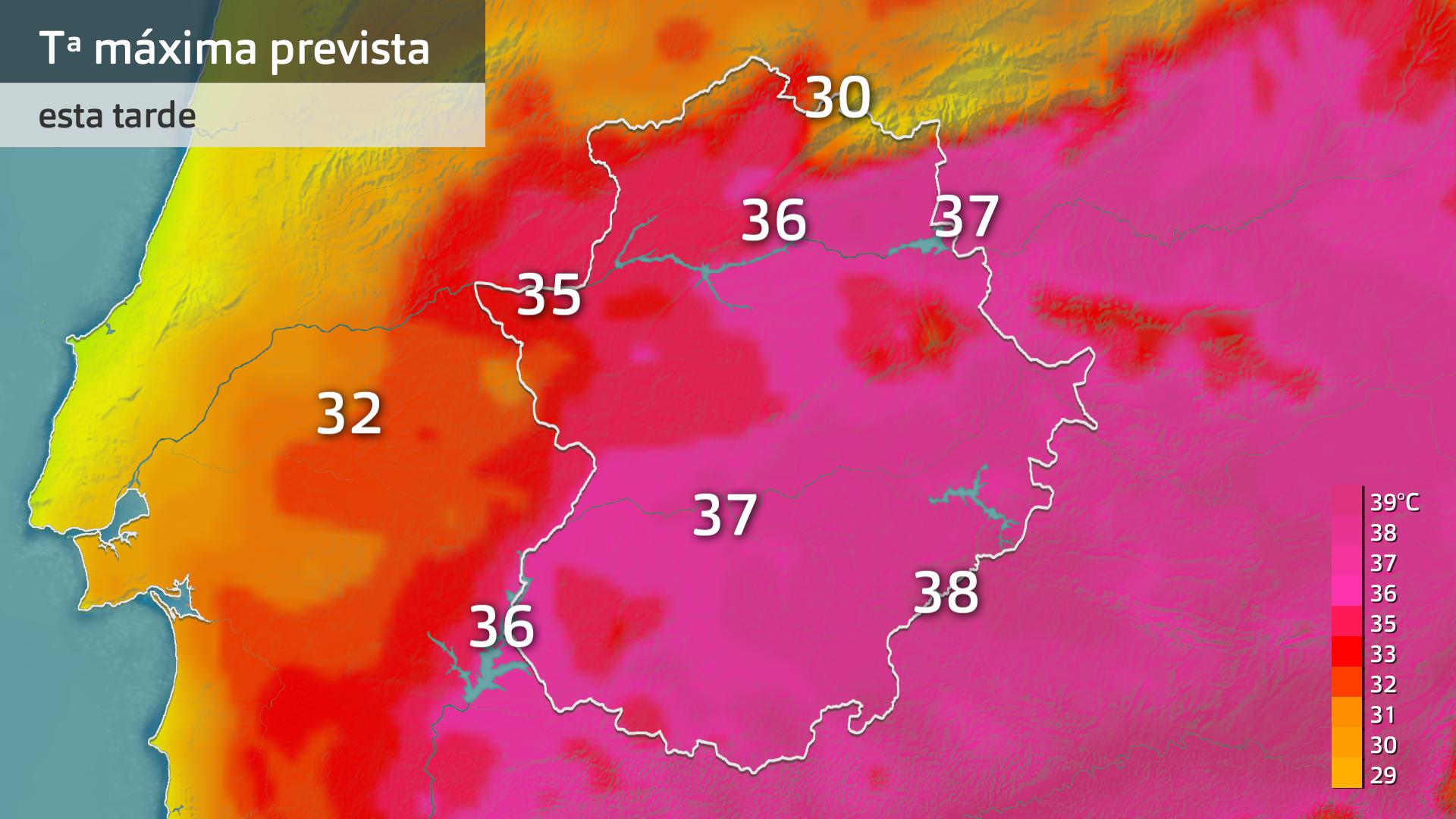 Temperatura máxima prevista para hoy lunes 14 de julio
