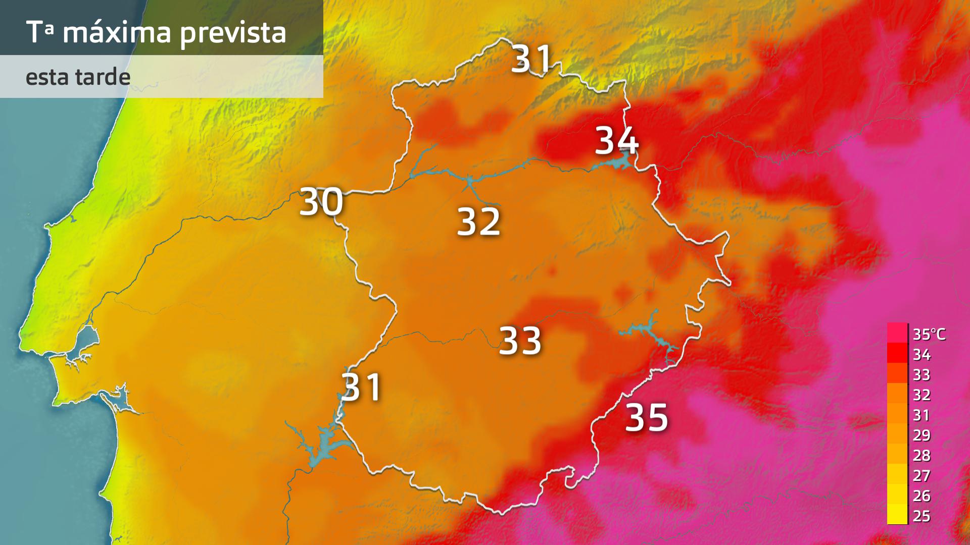 Temperatura máxima prevista para hoy viernes 18 de julio
