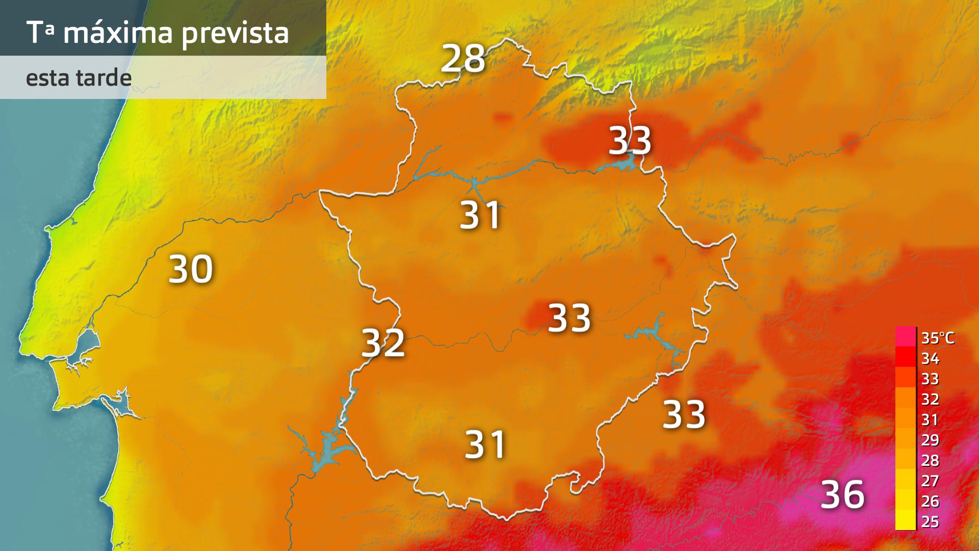 Temperatura máxima prevista para hoy lunes 21 de julio