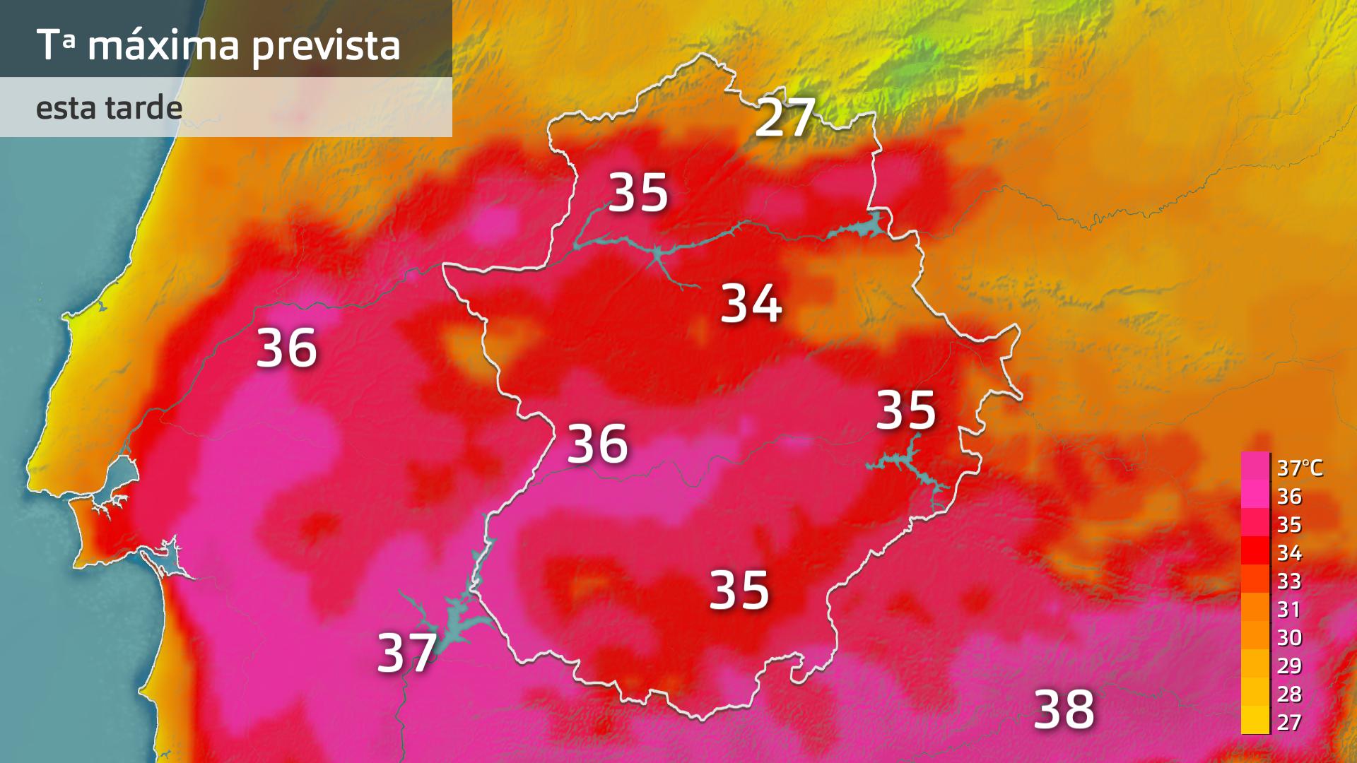 Temperatura máxima prevista para hoy jueves 24 de julio