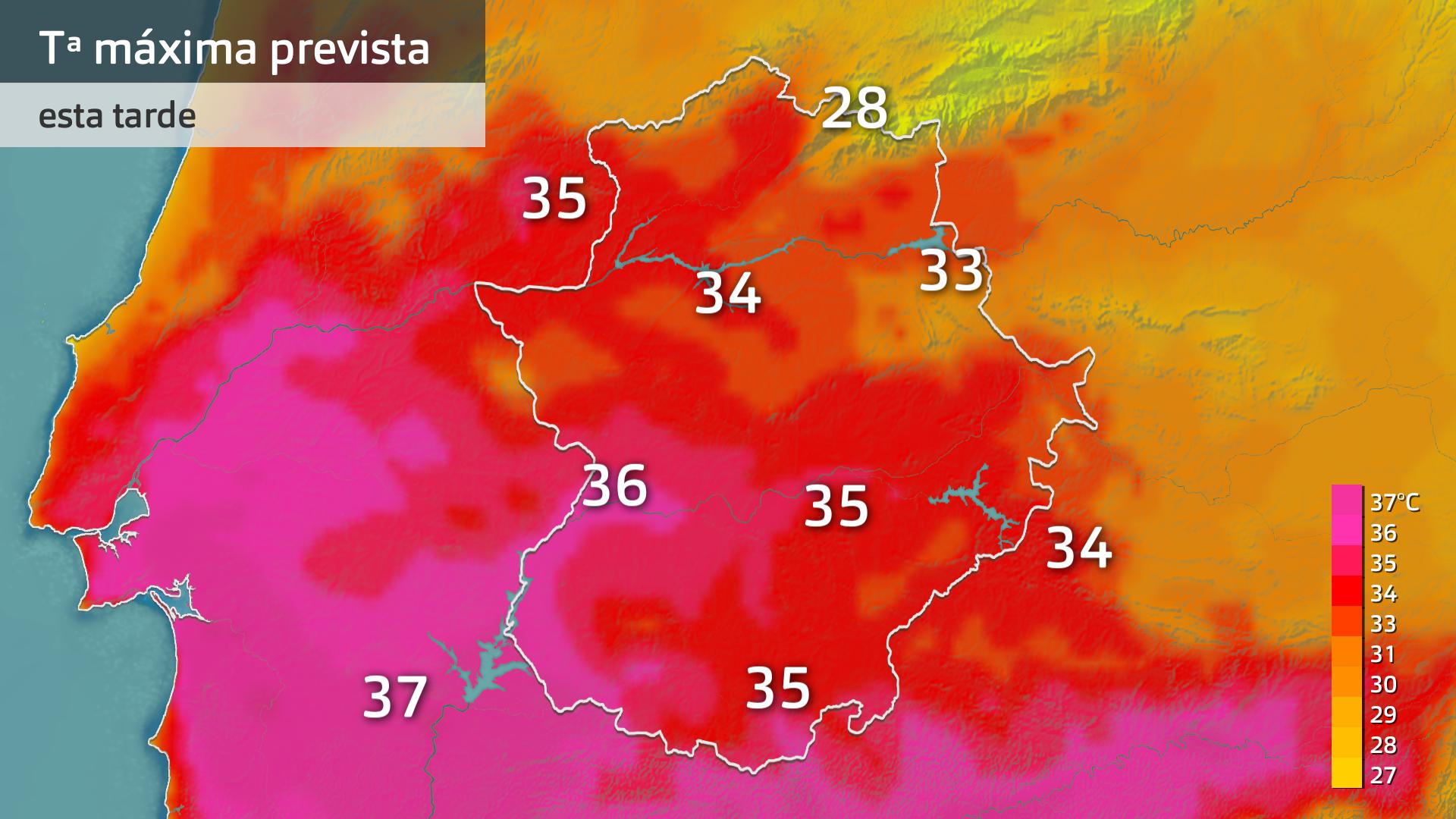 Temperatura máxima prevista para hoy viernes 25 de julio