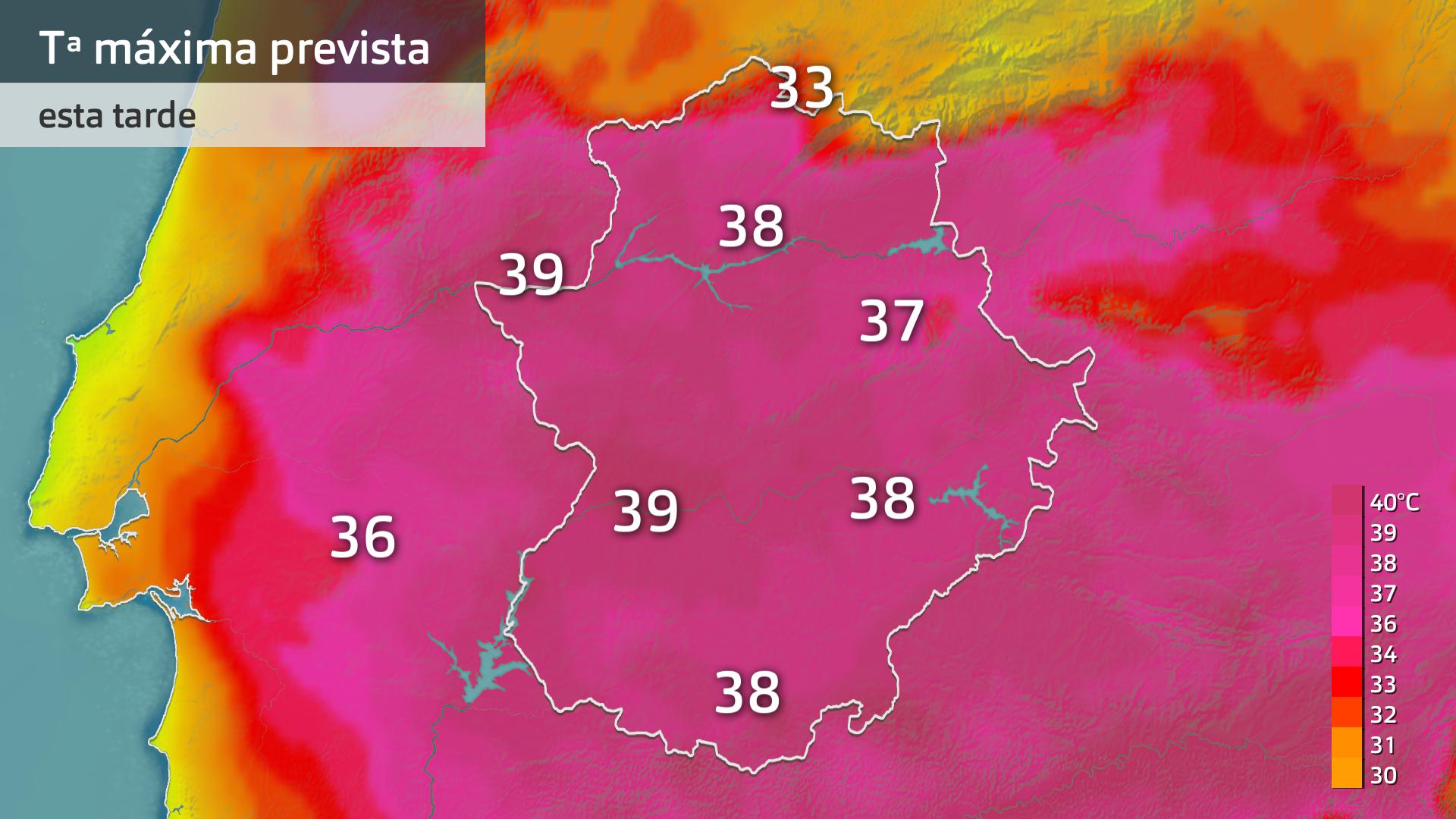 Temperatura máxima prevista para hoy lunes 28 de julio