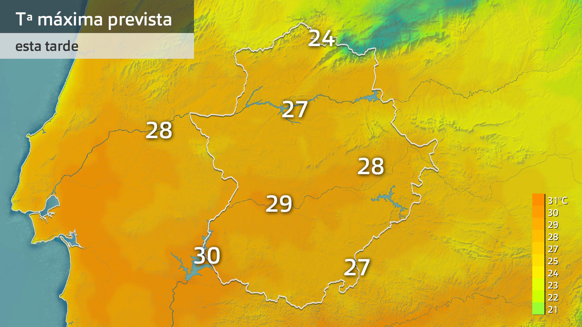 Temperatura máxima prevista para hoy jueves 25 de septiembre