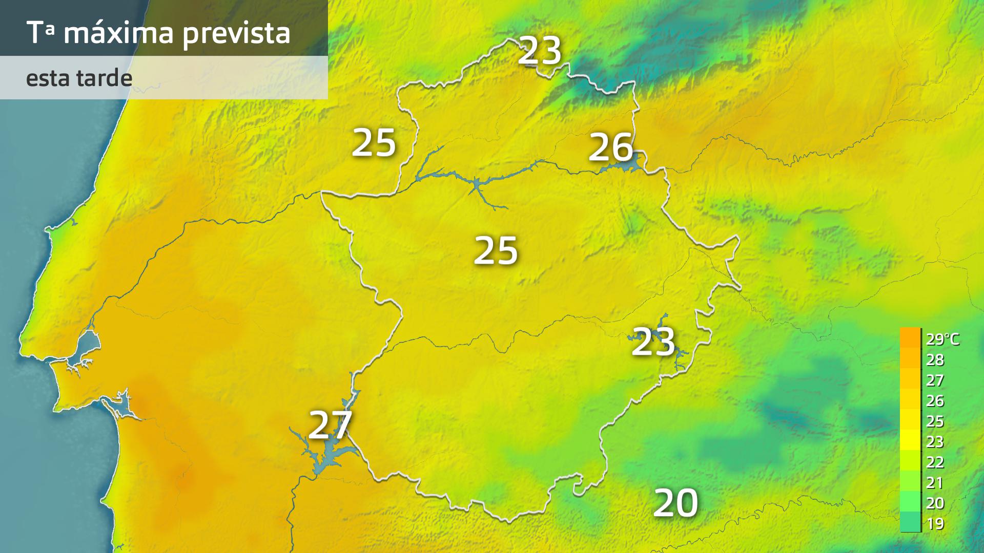 Temperatura máxima prevista para hoy lunes 29 de septiembre