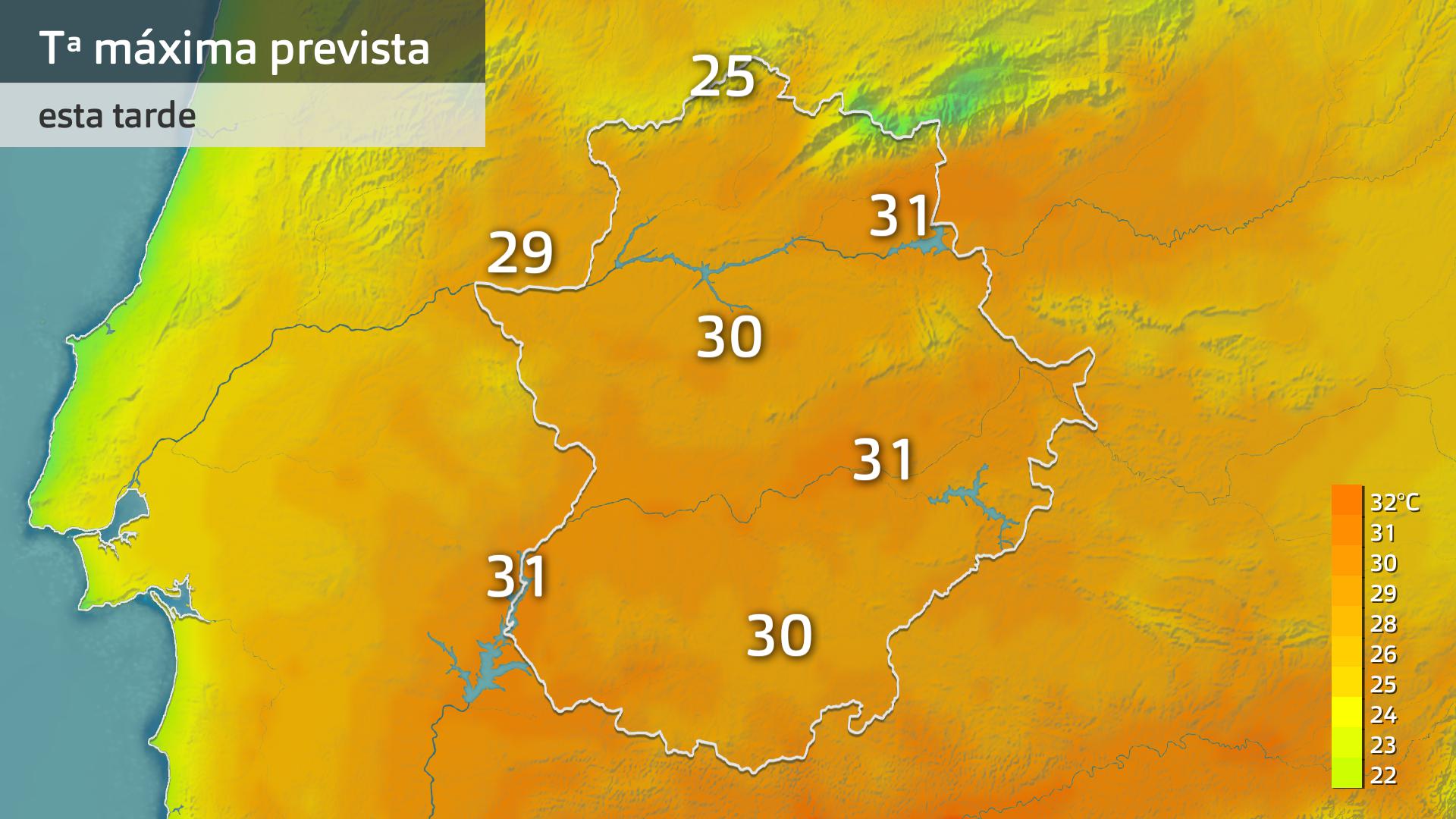 Temperatura máxima prevista para hoy martes 7 de octubre
