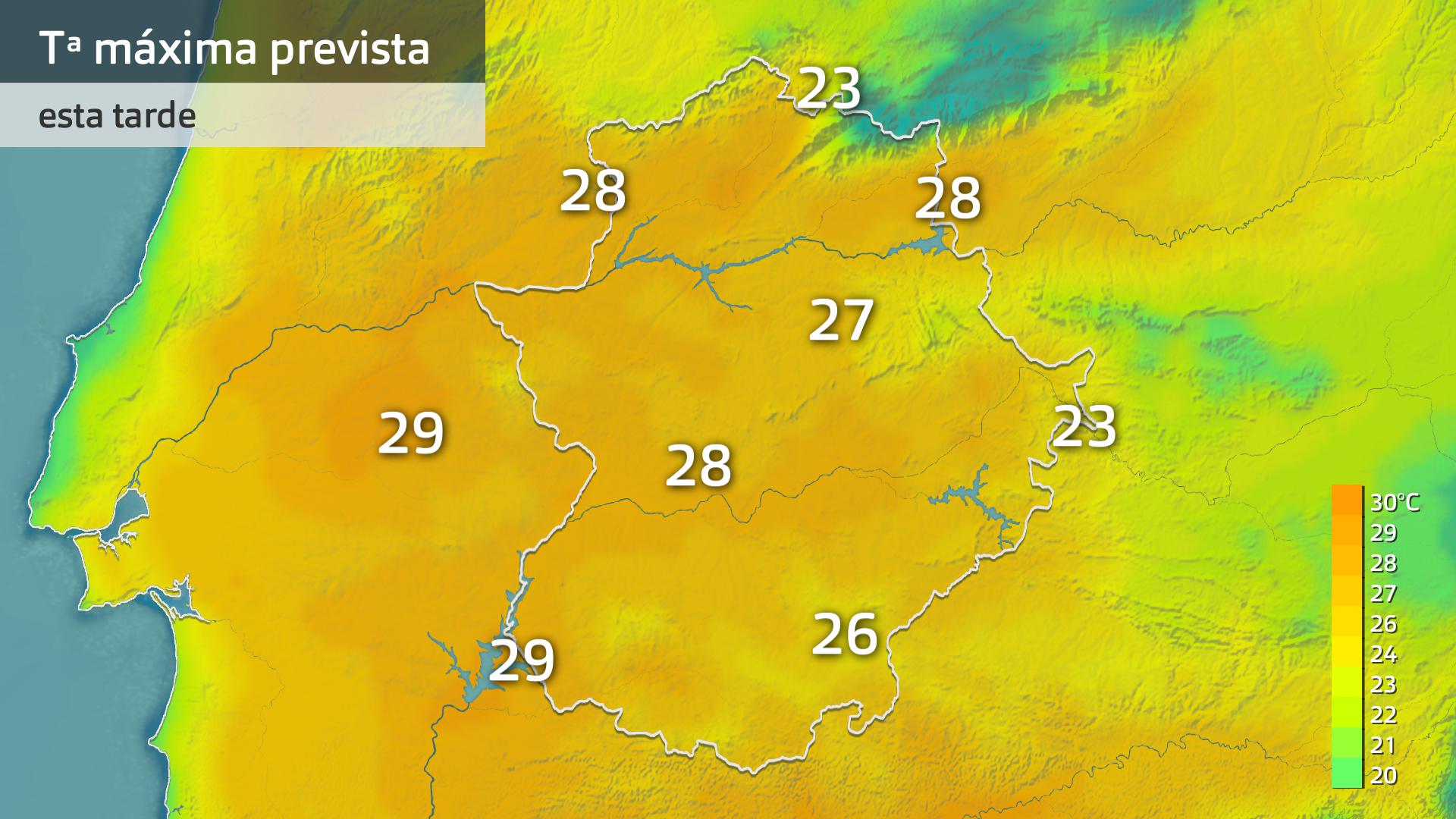 Temperatura máxima prevista para hoy jueves 9 de octubre