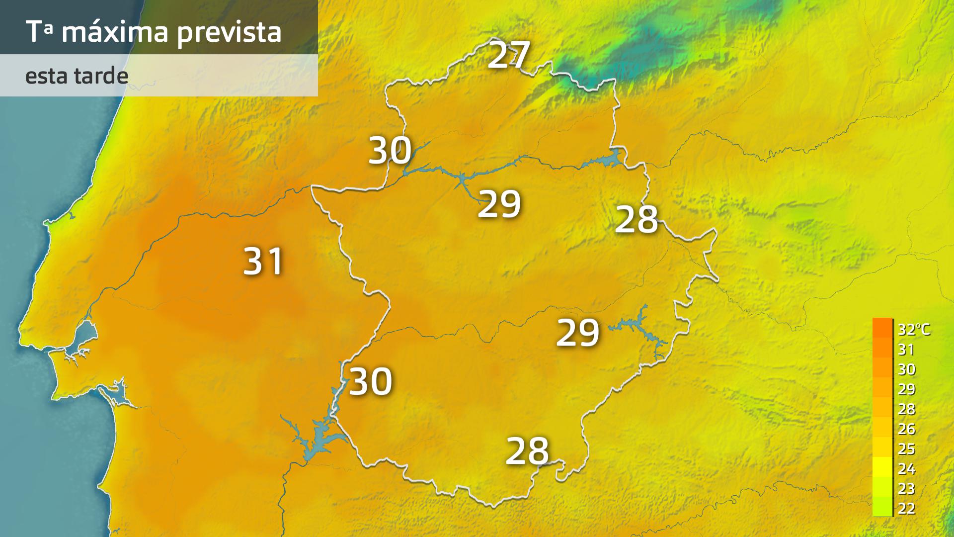 Temperatura máxima prevista para hoy jueves 16 de octubre
