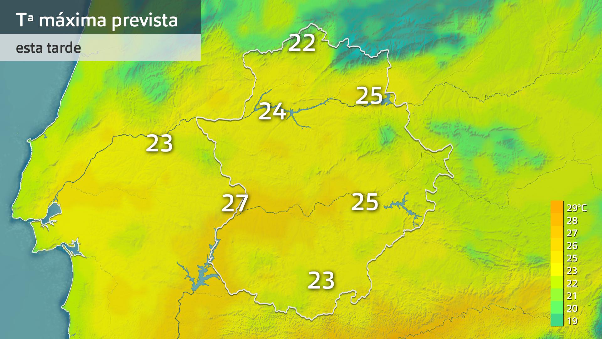Temperatura máxima prevista para hoy miércoles 22 de octubre