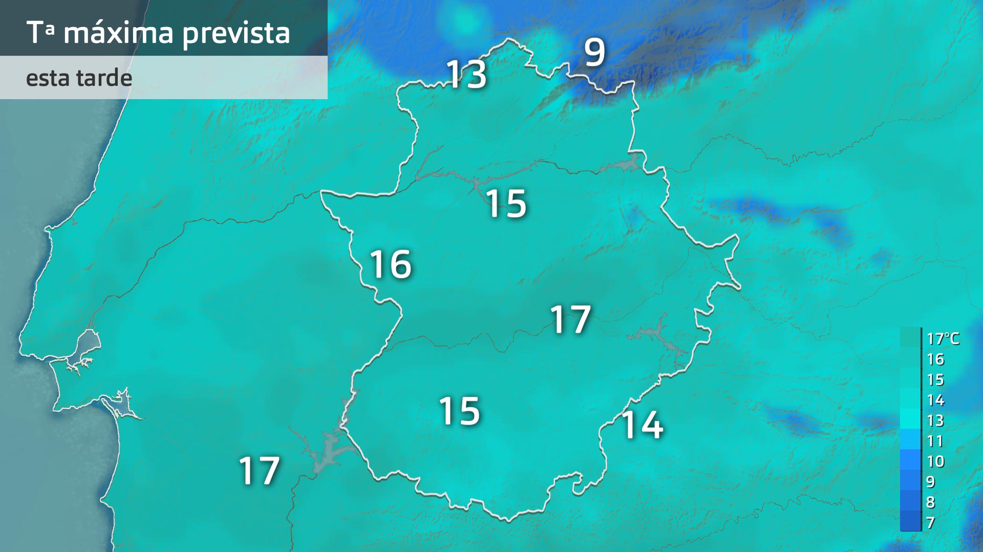 Temperatura máxima prevista para hoy miércoles 17 de diciembre