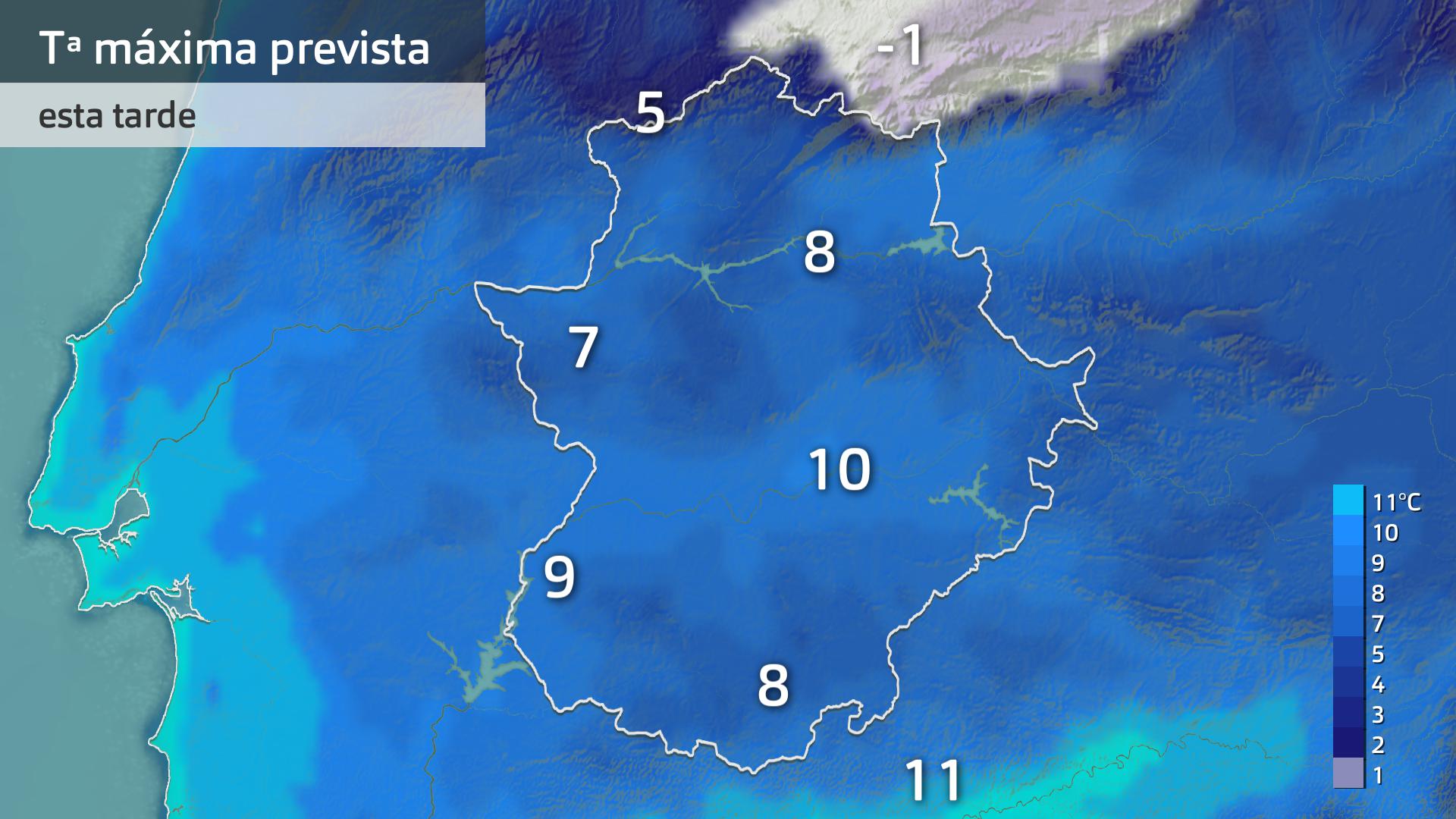 Temnperatura máxima prevista para hoy lunes 5 de enero