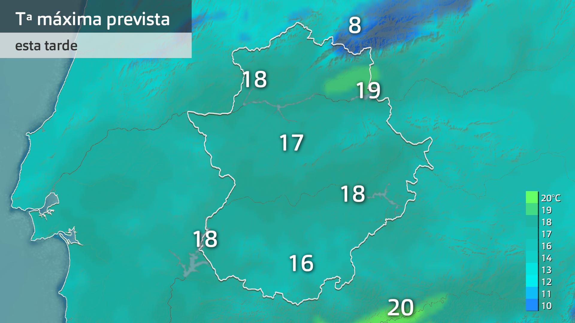 Temperatura máxima prevista para hoy lunes 13 de abril