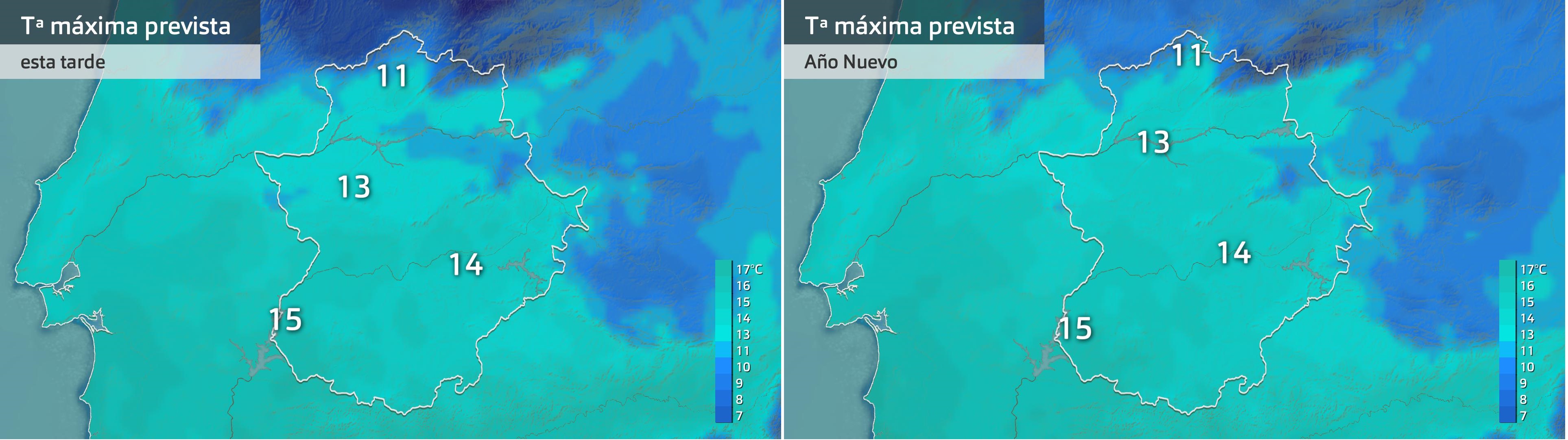 Temperatura máxima prevista para hoy martes 31 de diciembre y para mañana miércoles 1 de enero