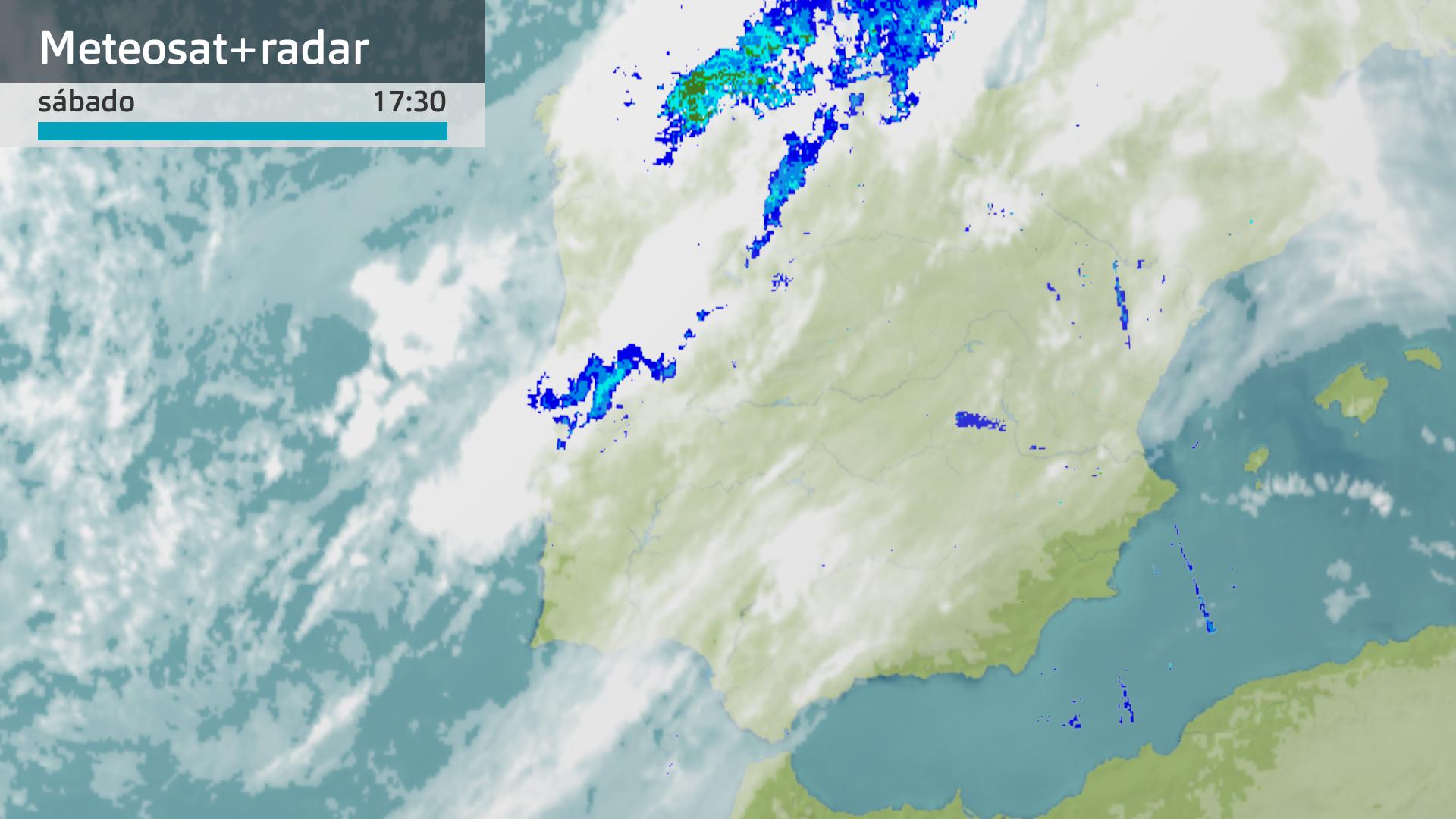 Imagen del Meteosat y del radar a las 17:30 horas