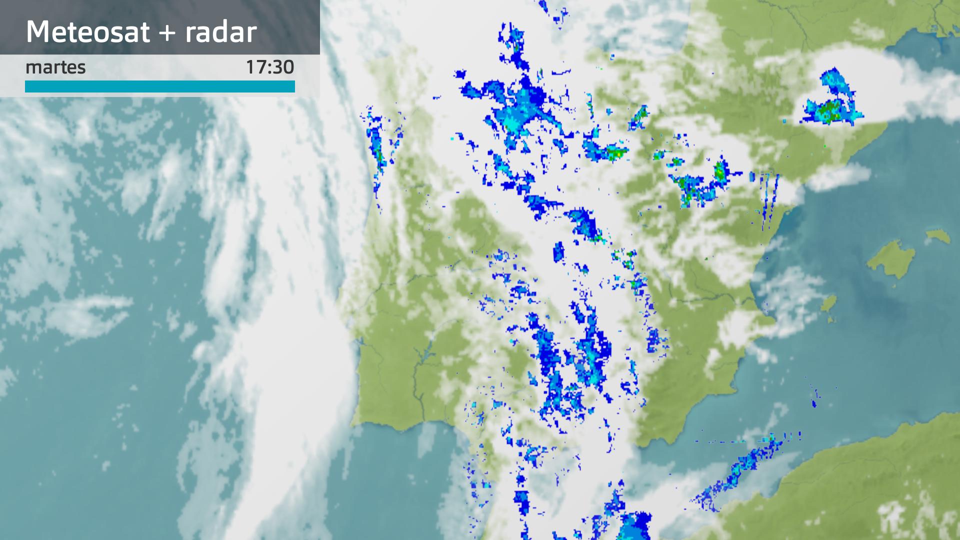 Imagen del Meteosat y radar a las 17:30 h