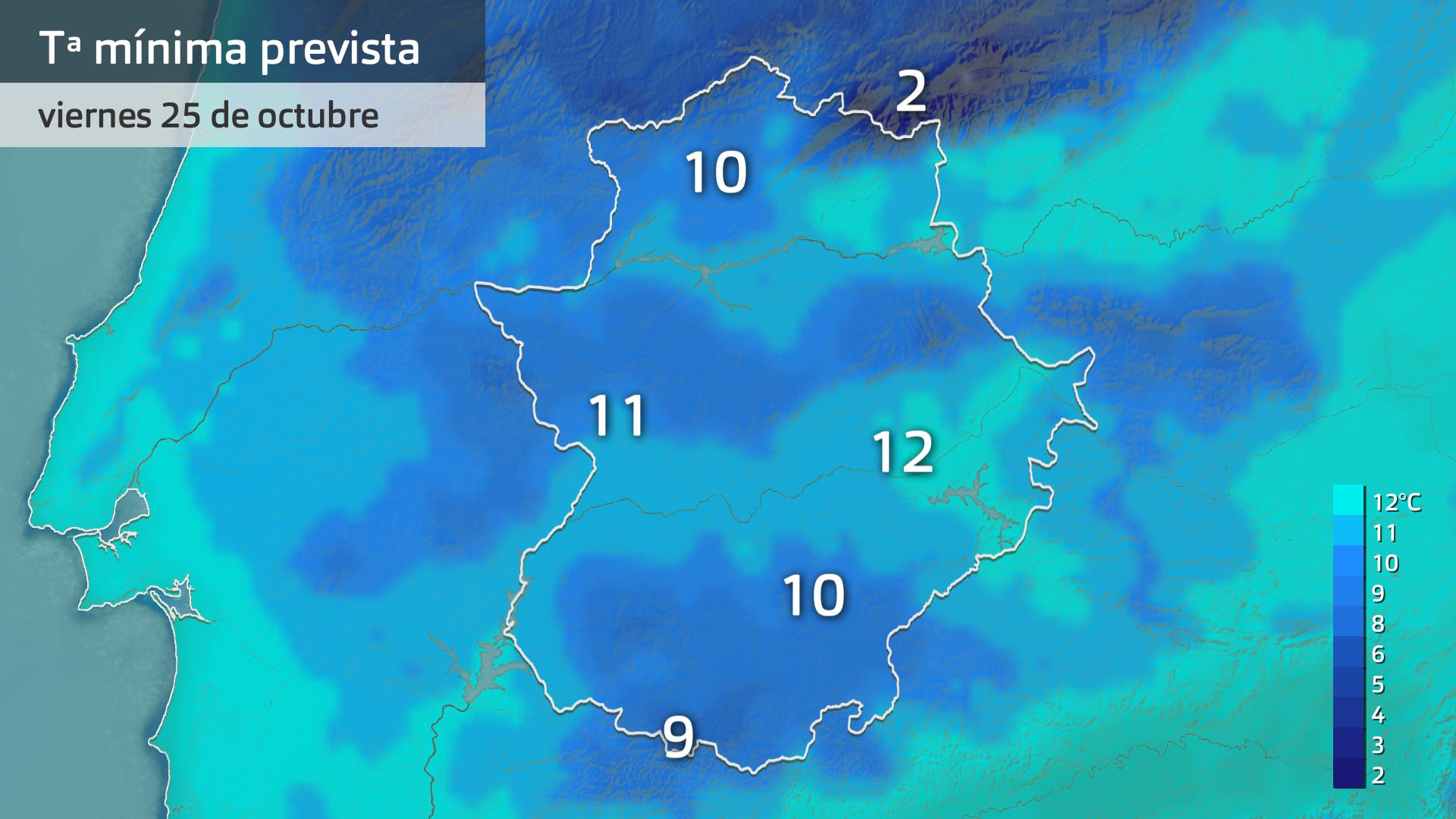 Temperatura mínima prevista para hoy viernes 25 de octubre