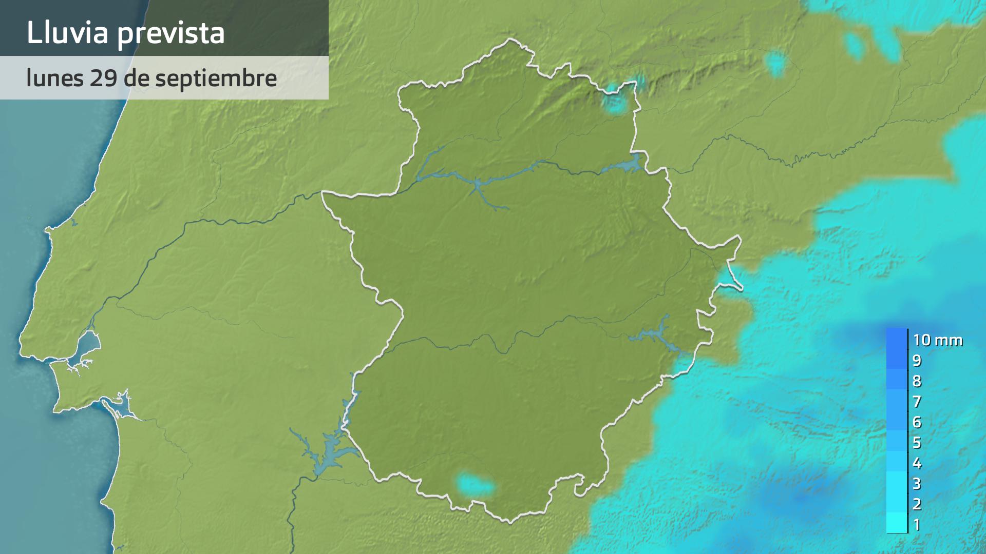 Lluvia prevista para hoy lunes 29 de septiembre