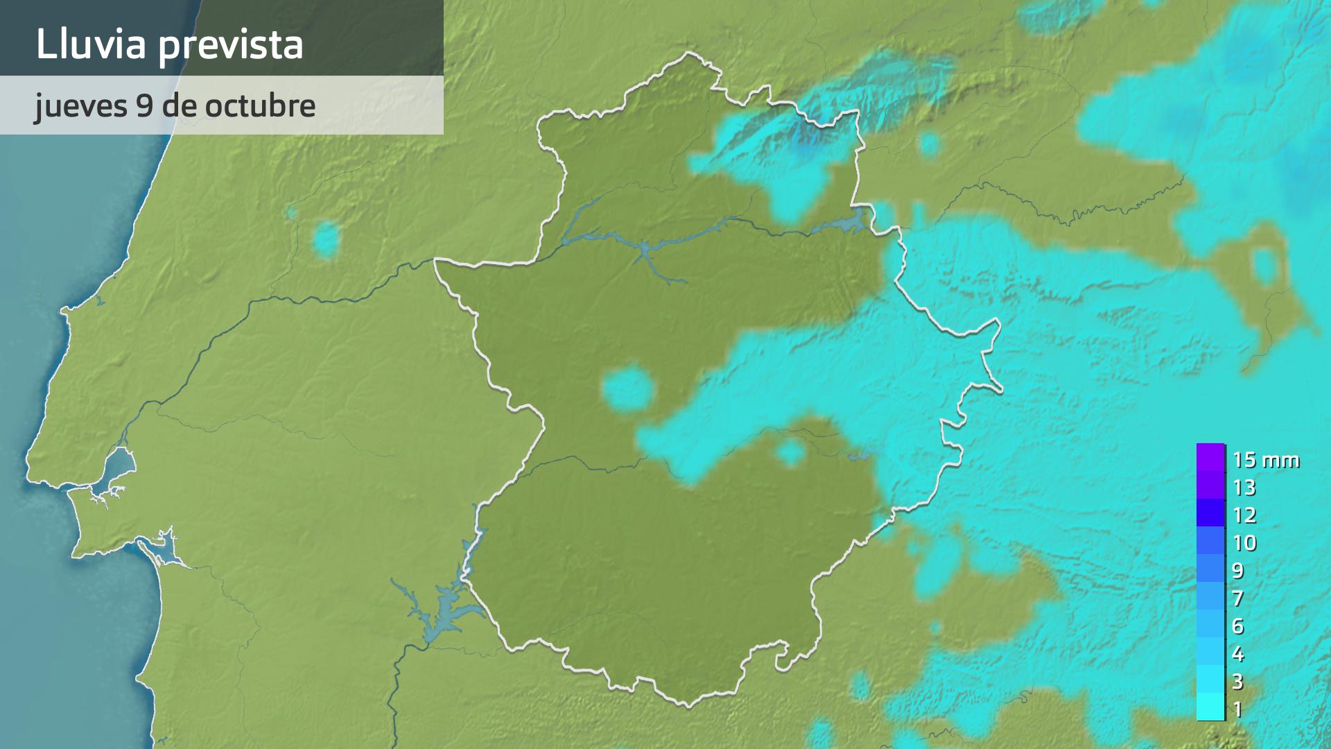 Lluvia prevista para hoy jueves 9 de octubre