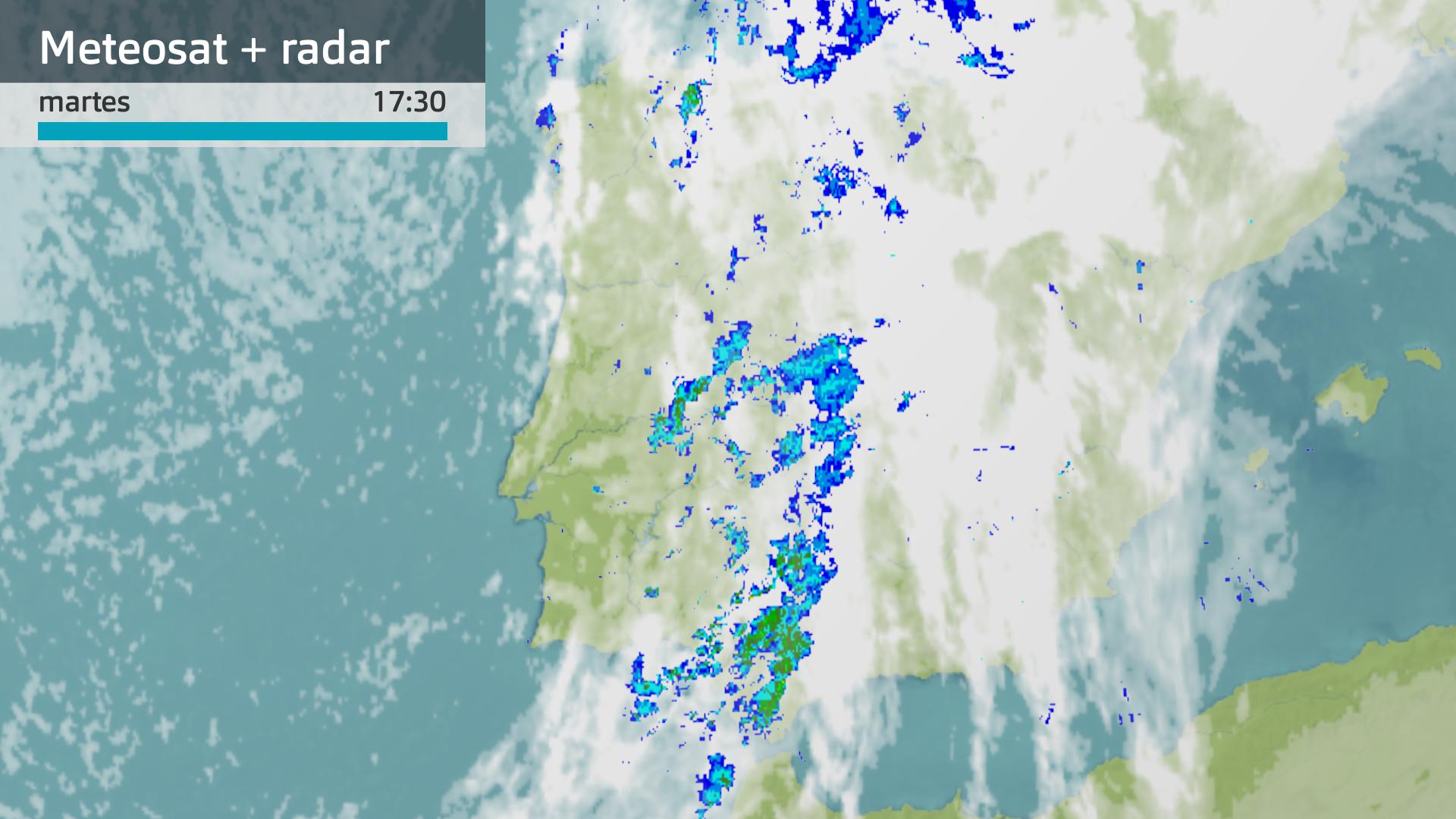 Meteosat + radar a las 17:30 horas