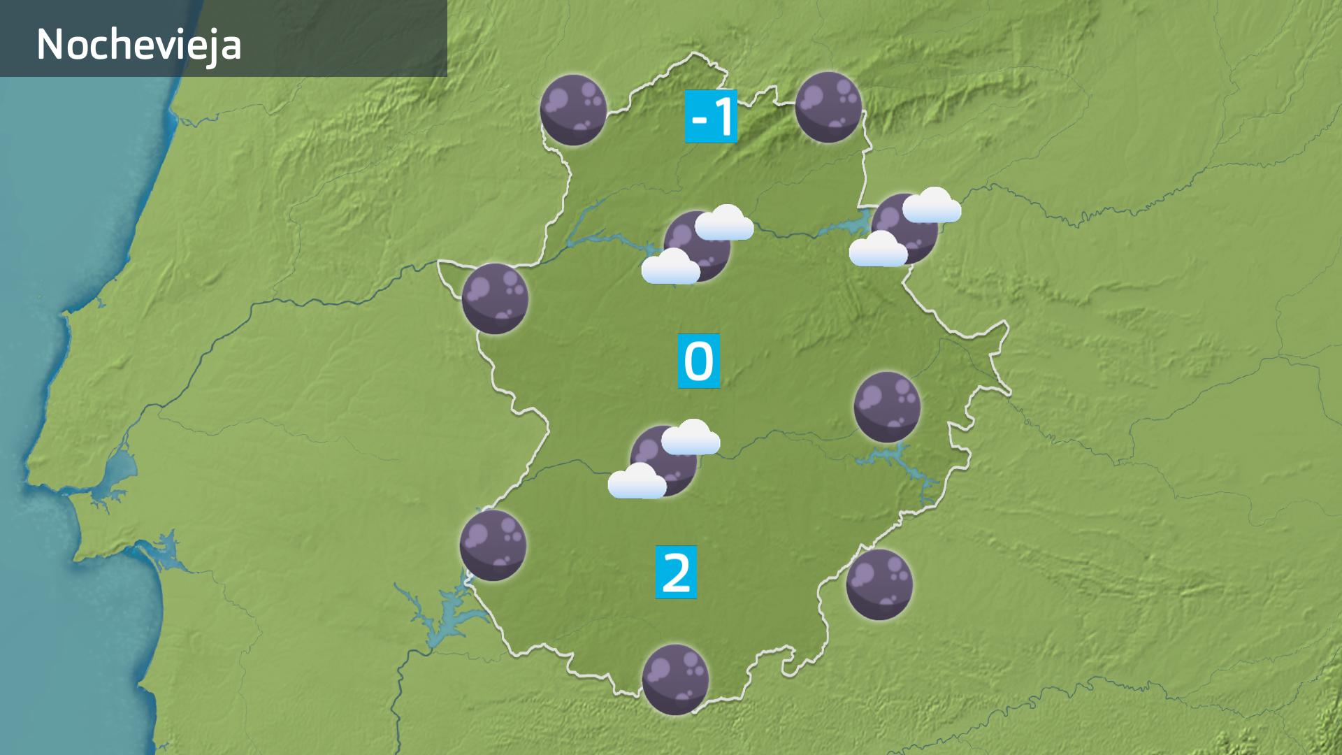 Mapa de previsión para esta Nochevieja