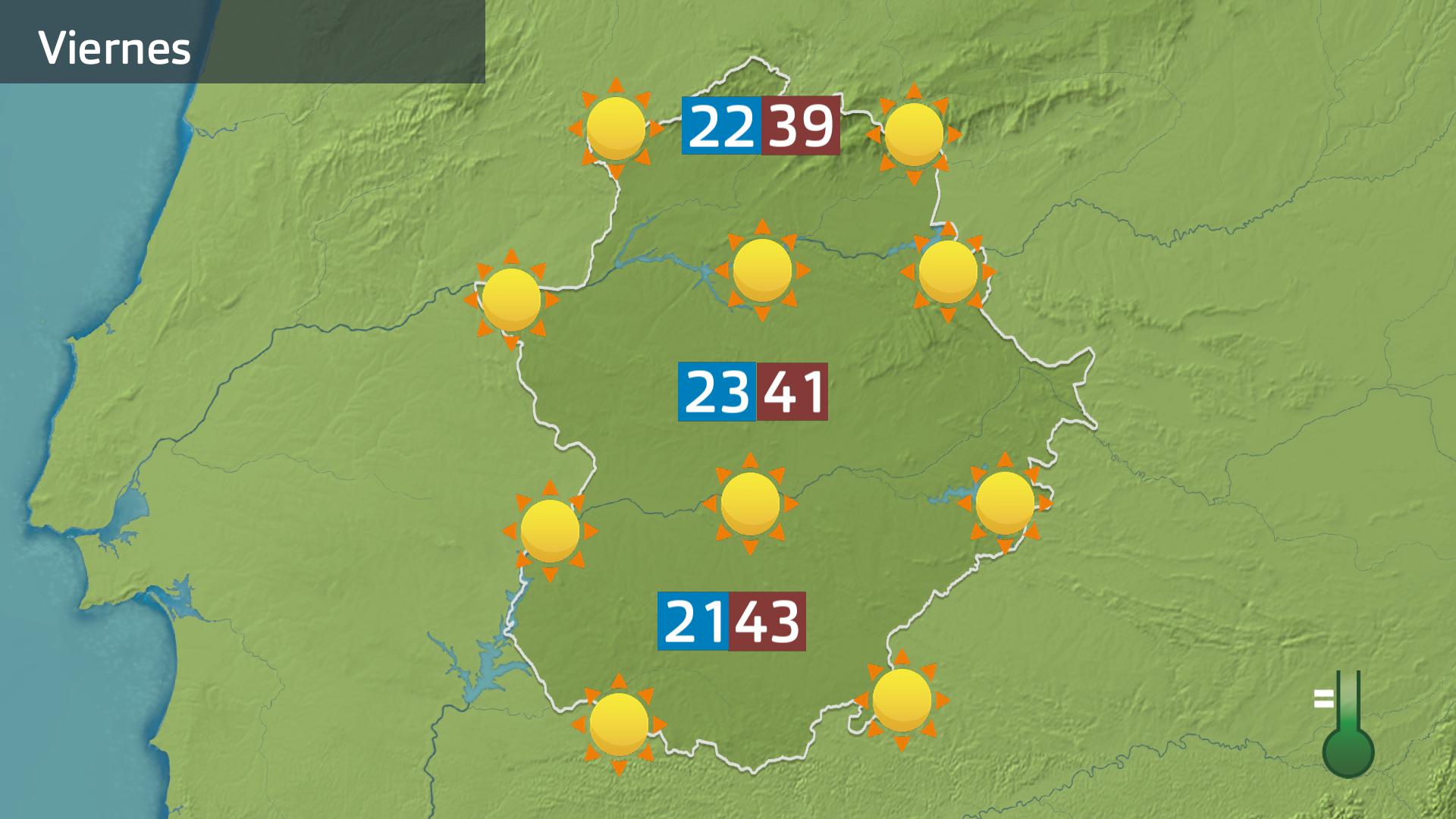 Mapa de previsión del jueves 14 de agosto