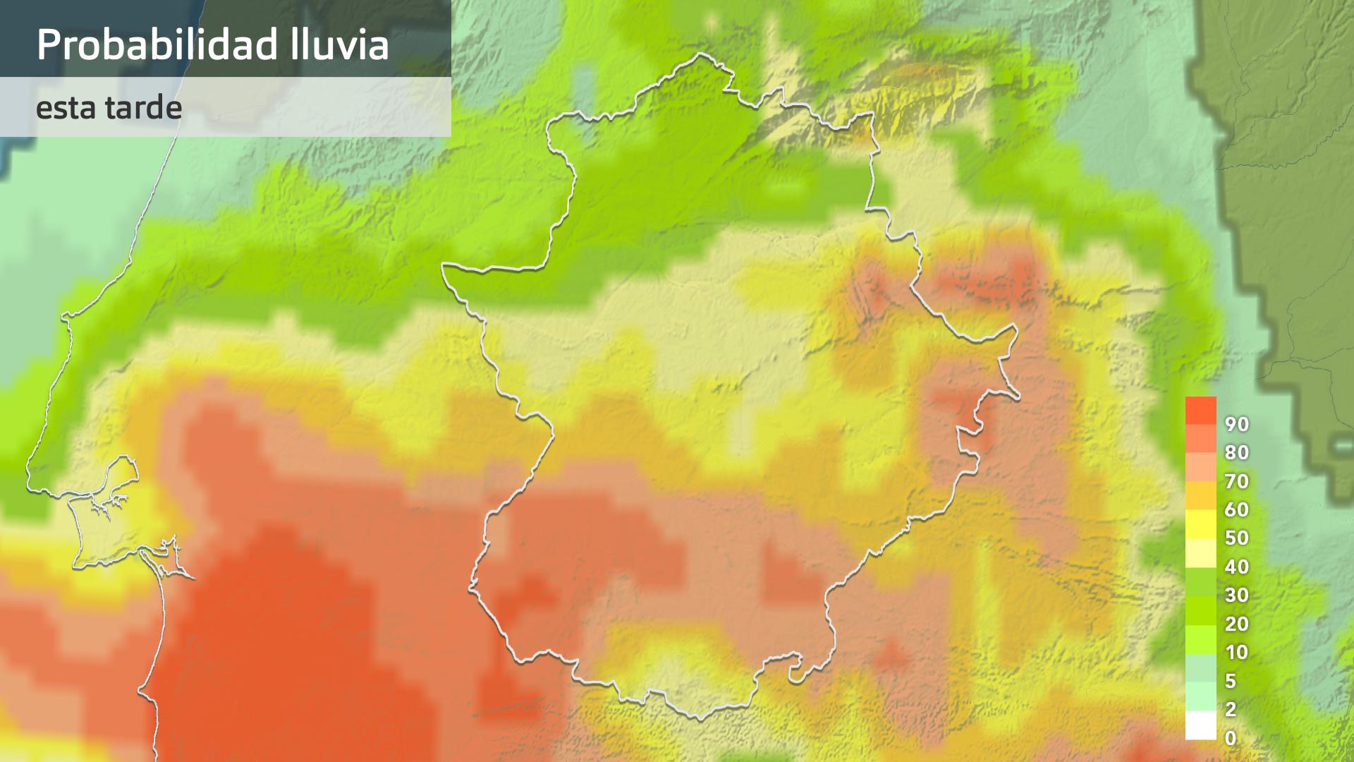 Probabilidad de lluvia (>0,5 mm) para horqa viernes 10 de abril