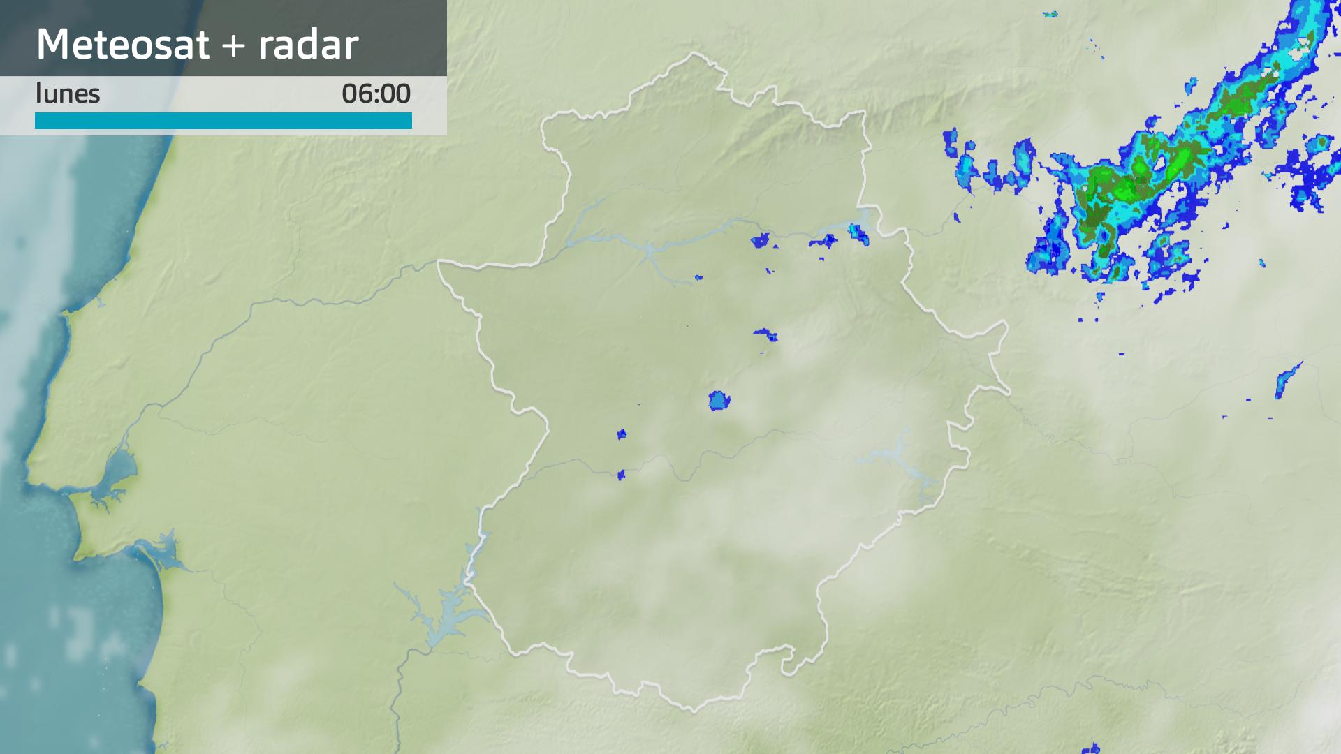 Imagen del Meteosat + radar meteorológico lunes 5 de enero 6 h.