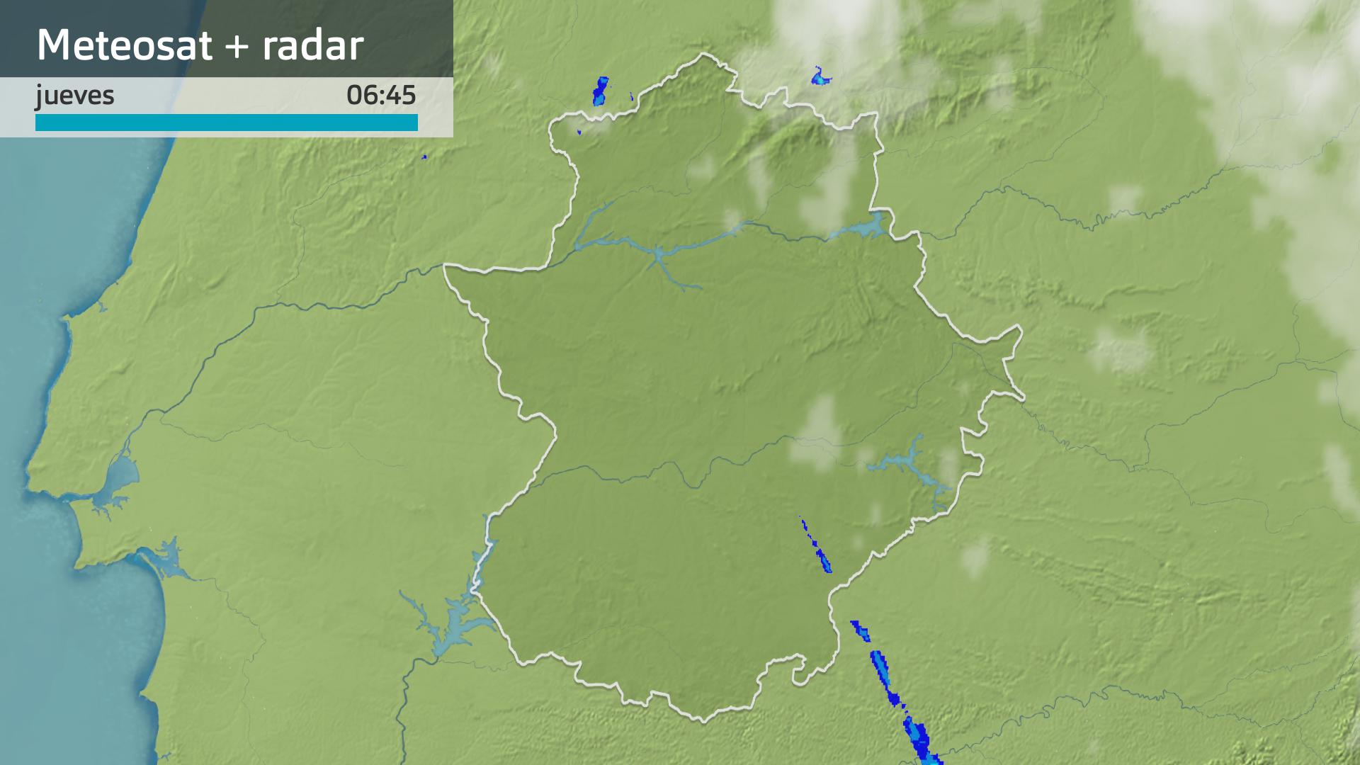 Imagen del Meteosat + radar meteorológico jueves 20 de junio 6:45 h.