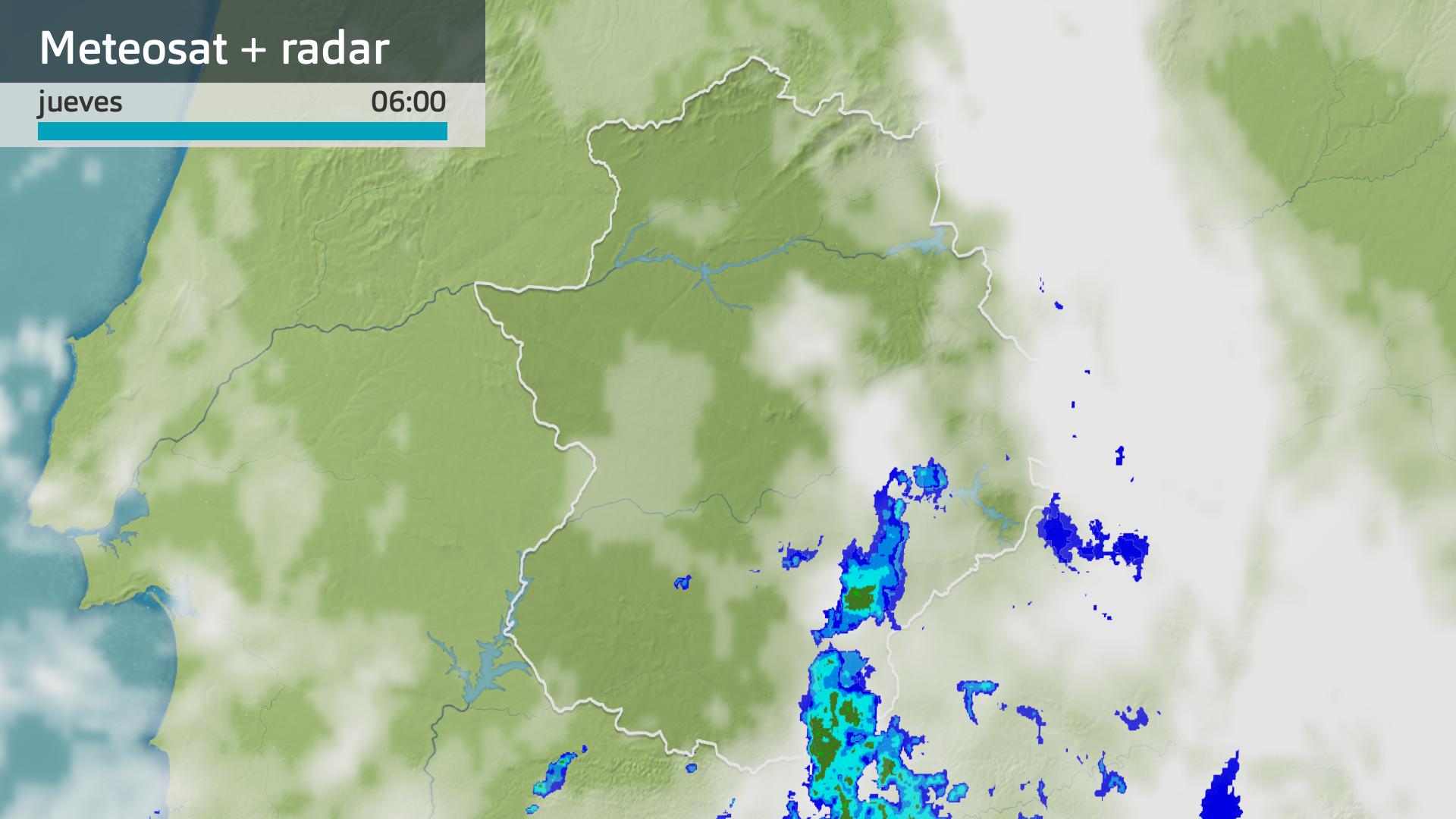 Imagen del Meteosat + radar meteorológico jueves 14 de noviembre 6 h.