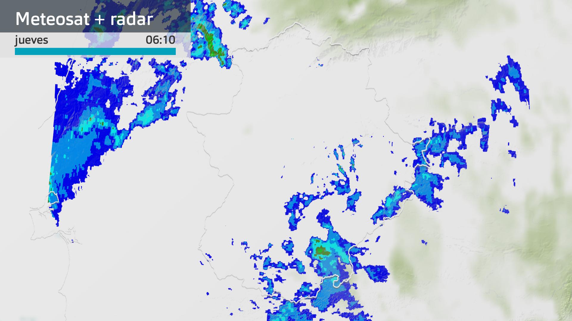 Imagen del Meteosat + radar meteorológico jueves 13 de noviembre 6:10 h.