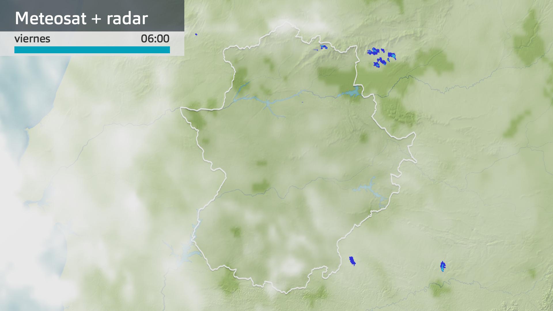 Imagen del Meteosat + radar meteorológico viernes 7 de marzo 6 h.