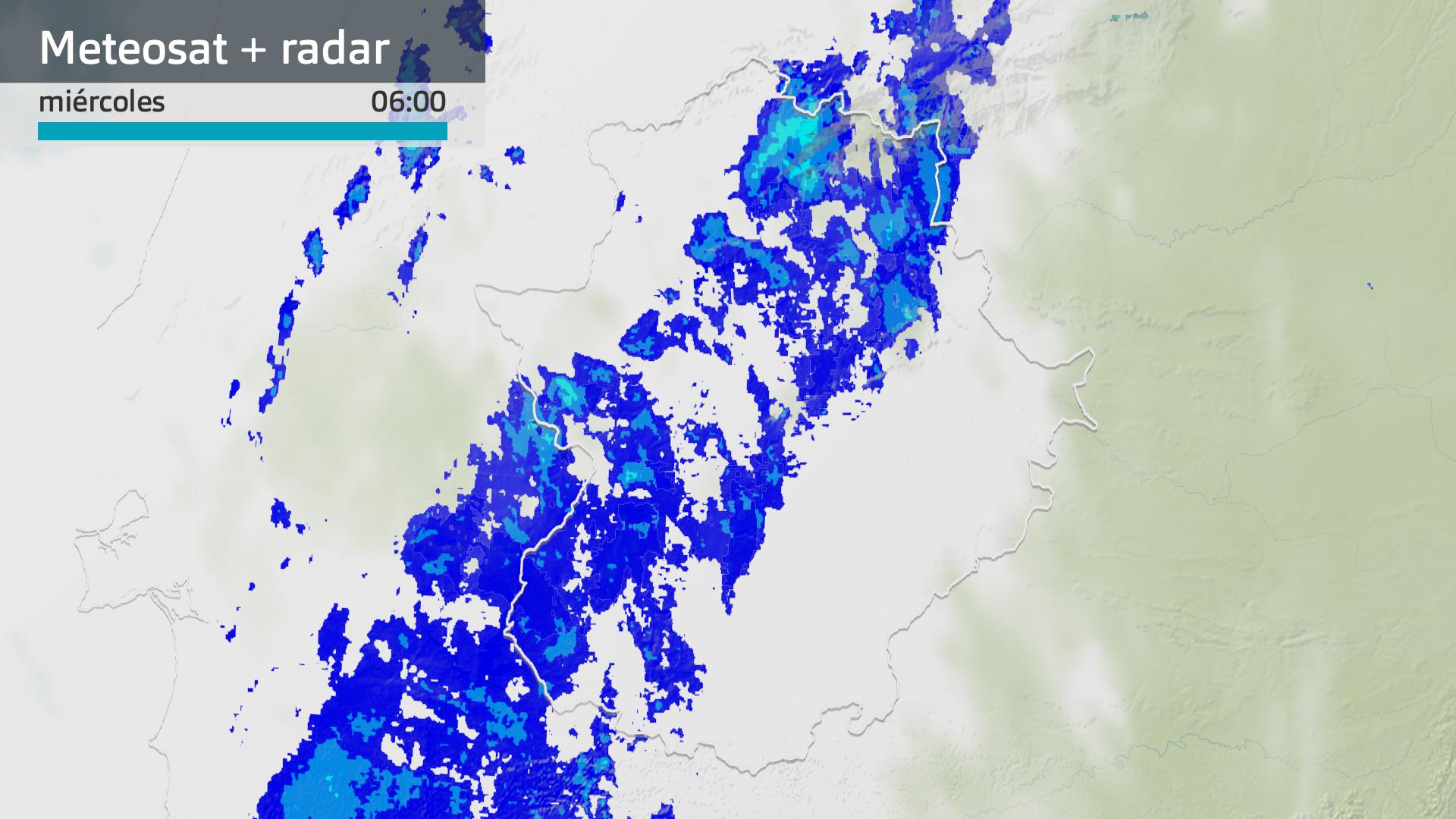 Imagen del Meteosat + radar meteorológico miércoles 21 de enero 6 h.