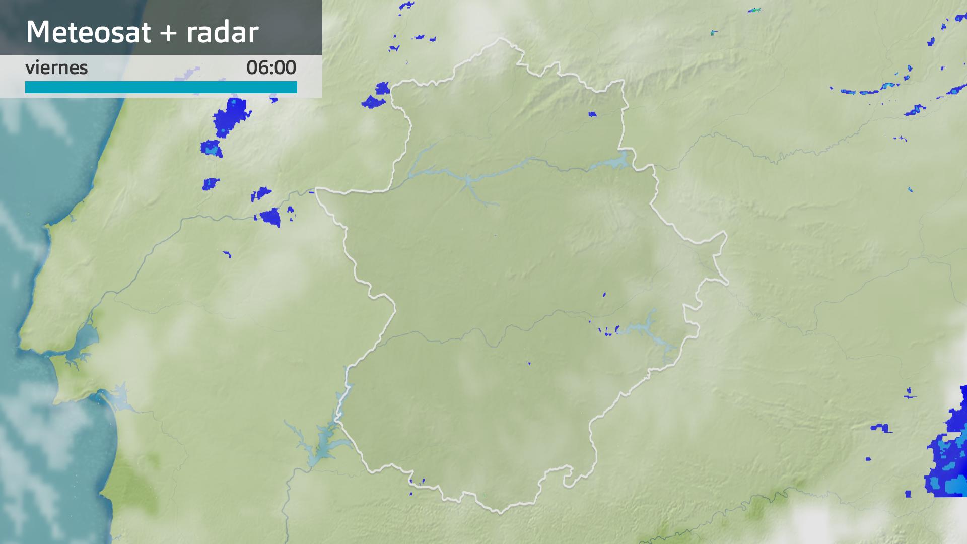 Imagen del Meteosat + radar meteorológico viernes 23 de enero 6 h.