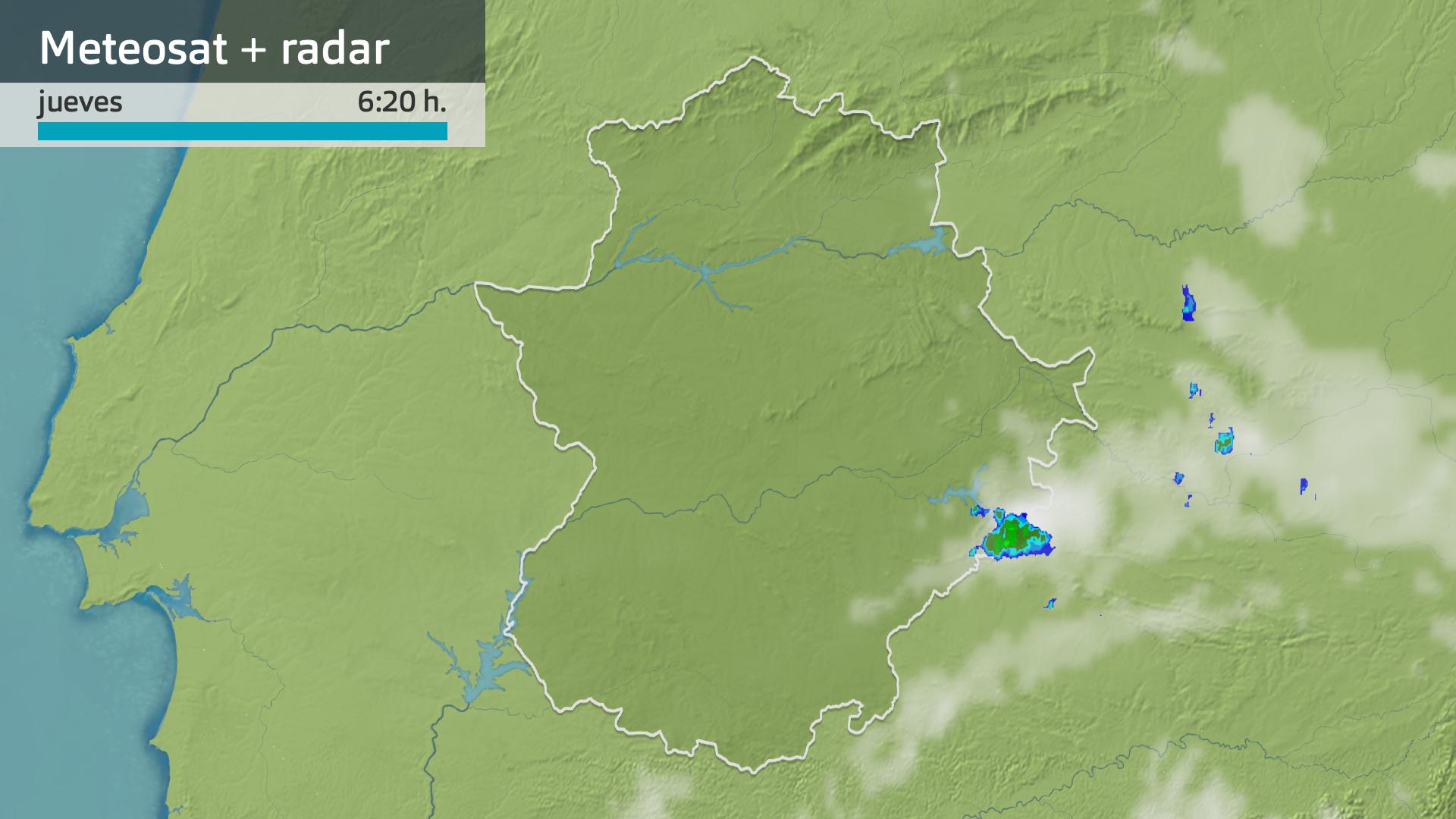 Imagen del Meteosat + radar meteorológico jueves 19 de septiembre 6:20 h.