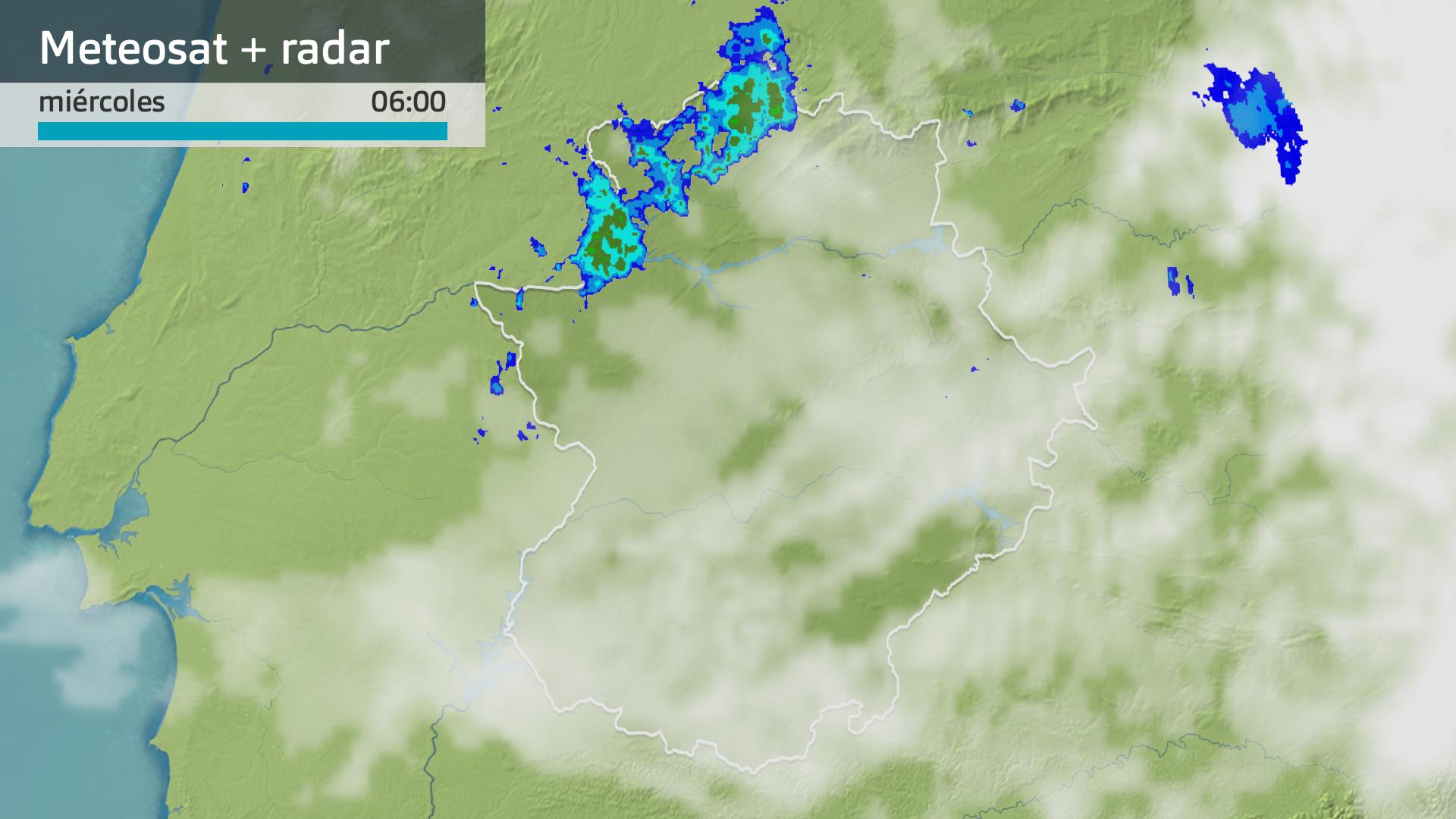 Imagen del Meteosat + radar meteorológico miércoles 9 de octubre 6 h.