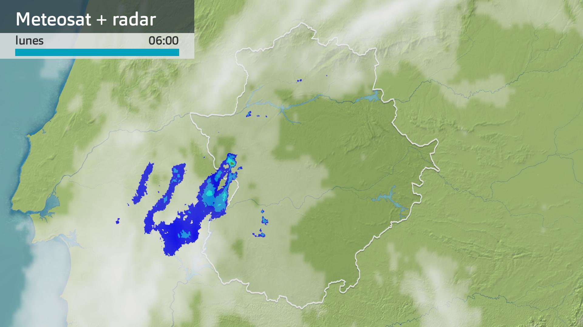 Imagen del Meteosat + radar meteorológico lunes 28 de octubre 6 h. 