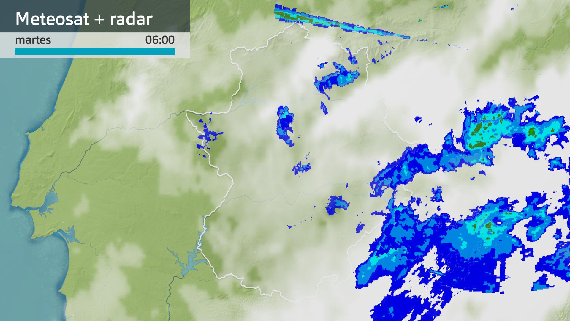 Imagen del Meteosat + radar meteorológico martes 29 de octubre 6 h.