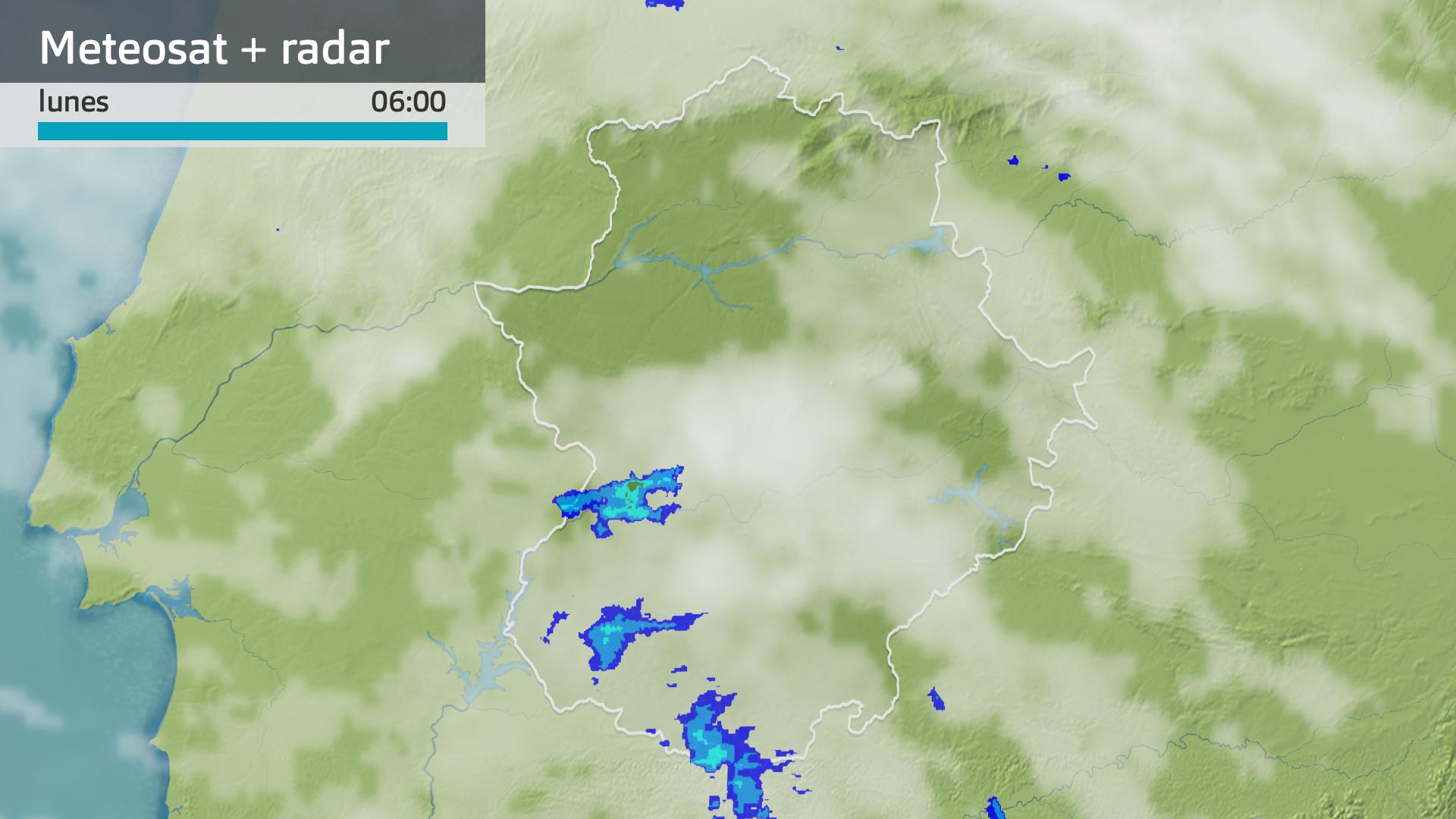 Imagen del Meteosat + radar meteorológico lunes 4 de noviembre 6 h.